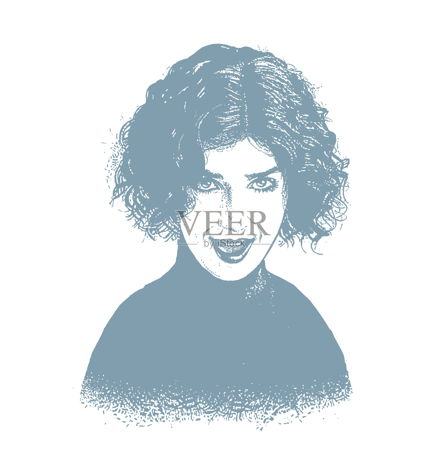 美丽自信的女人的肖像插画图片素材