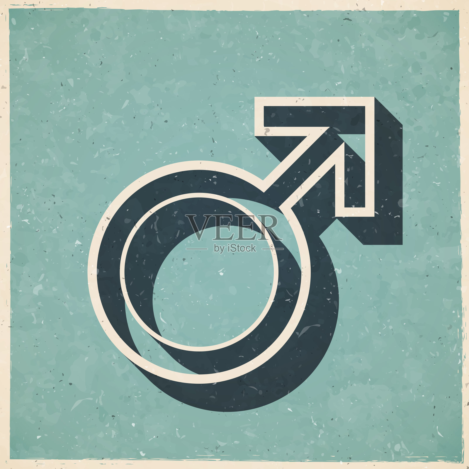 男性。图标在复古风格-旧纹理纸插画图片素材