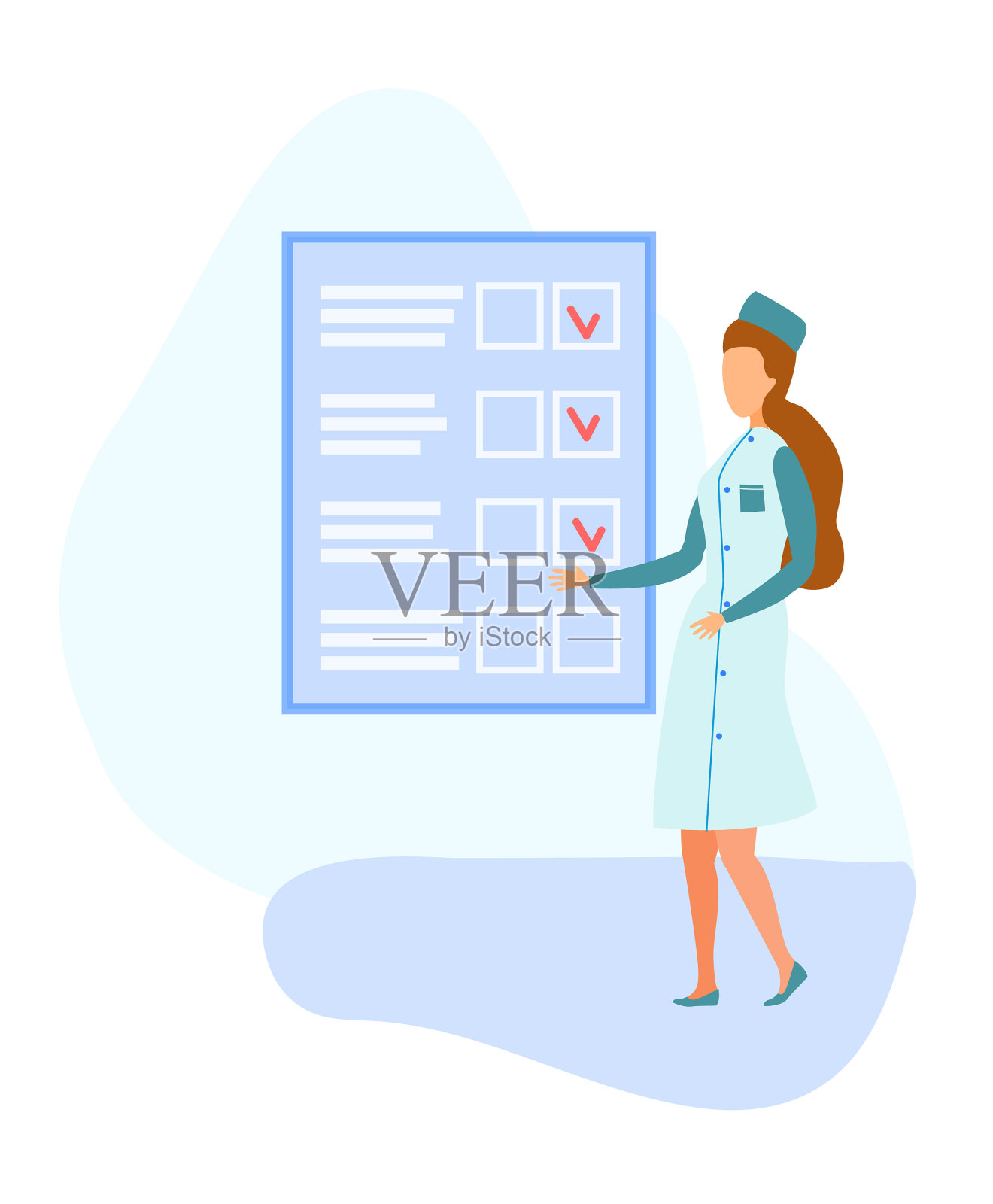 女医生和填写表格的大纸单插画图片素材