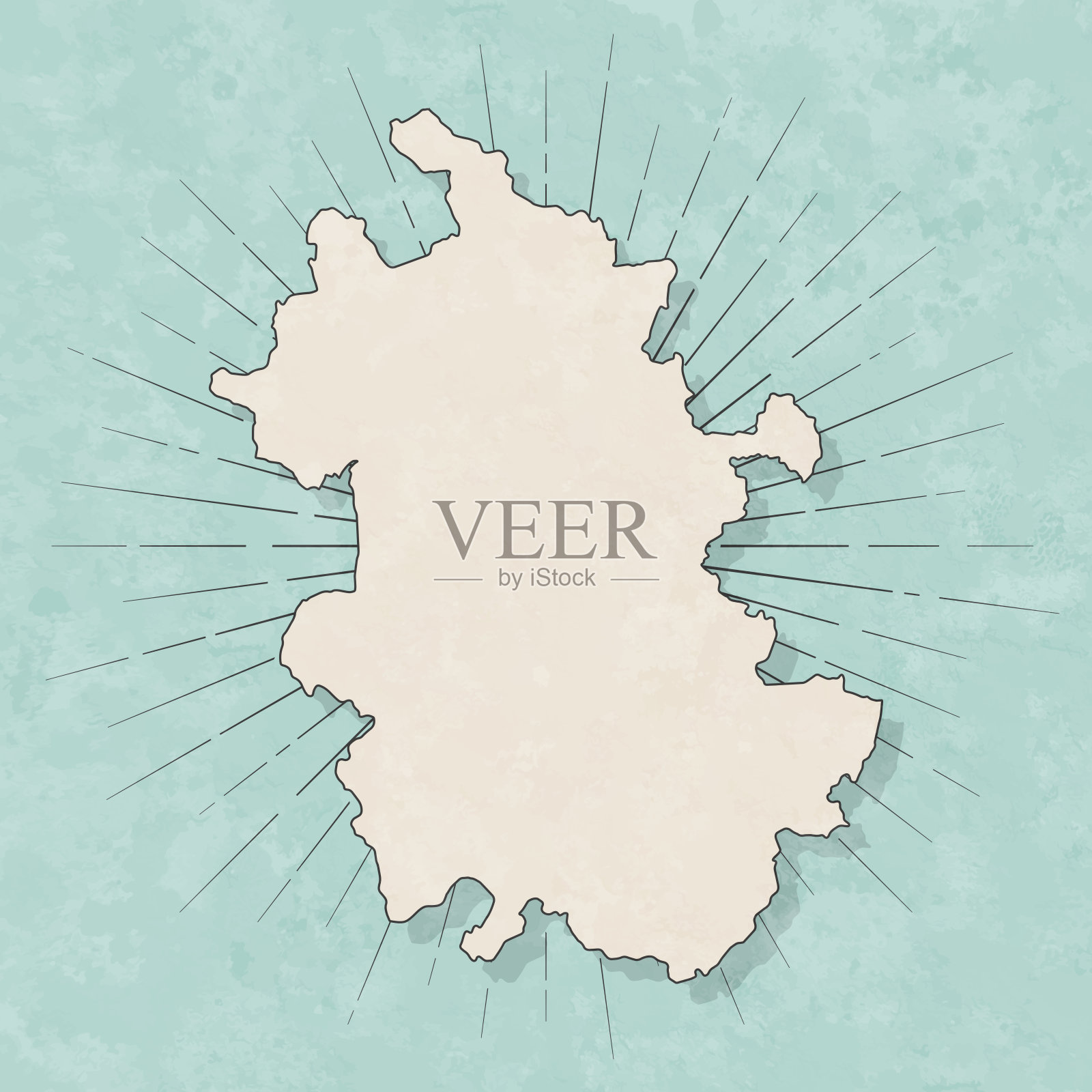 复古风格的安徽地图-旧的纹理纸插画图片素材