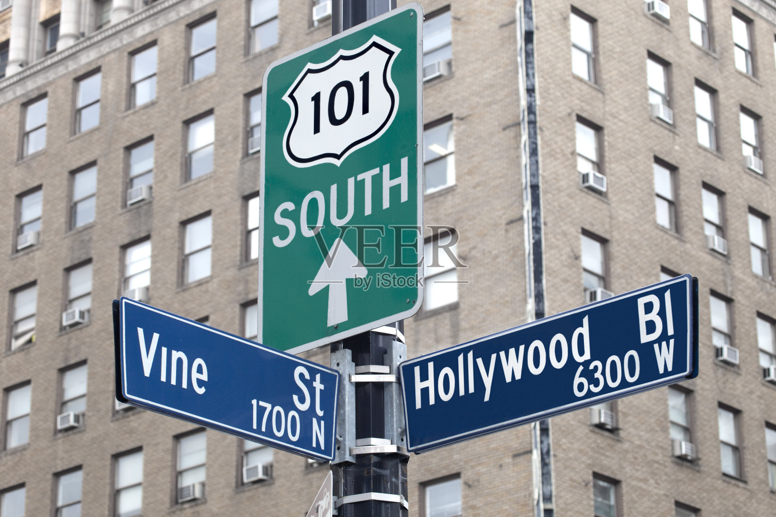 好莱坞街角和藤街标志照片摄影图片