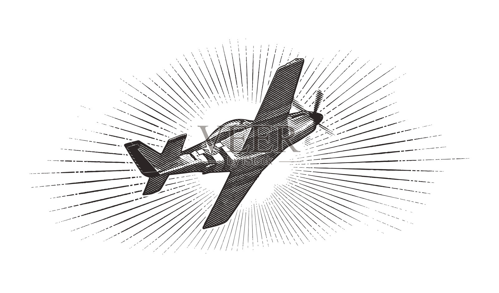 第二次世界大战的P-51野马飞机。插画图片素材