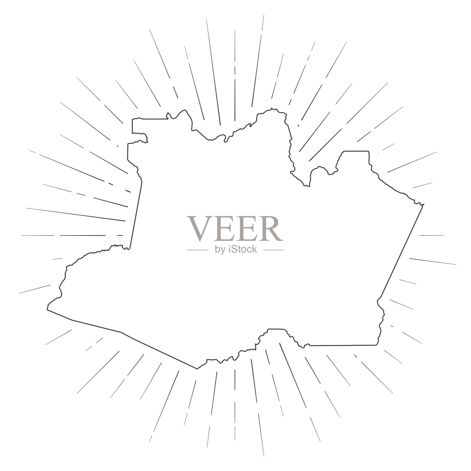 亚马逊地图与阳光在白色的背景插画图片素材