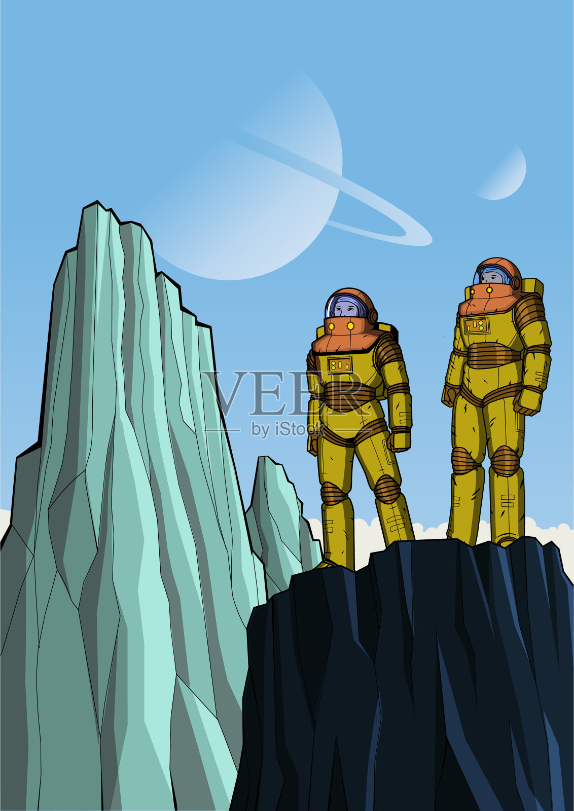 矢量科幻宇航员在一个新的星球海报股票插图插画图片素材