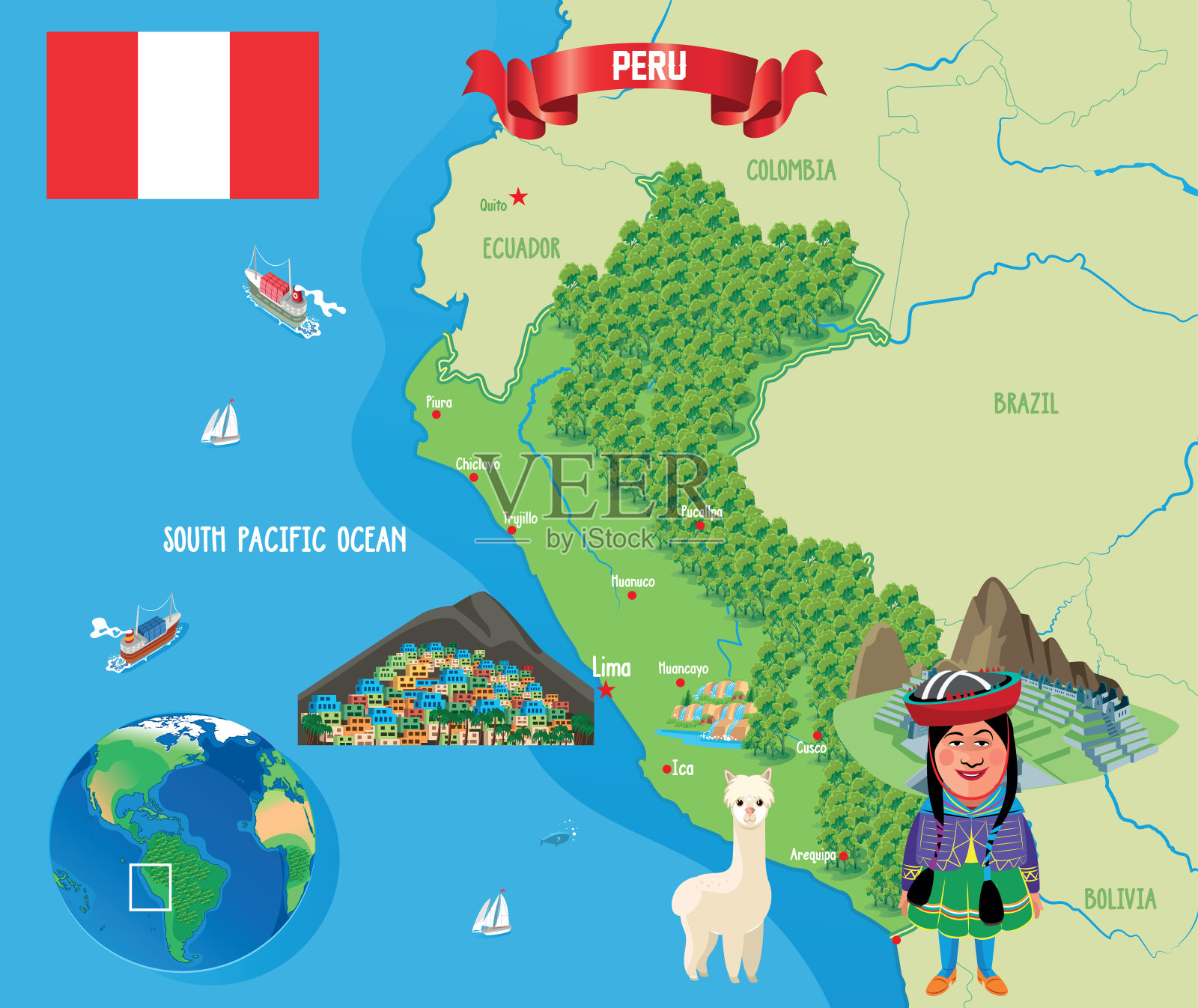 秘鲁插画图片素材