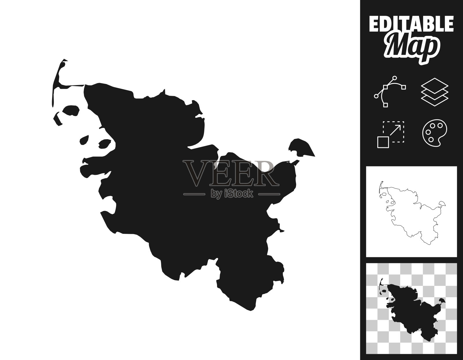 石勒苏益格-荷尔斯泰因设计地图。轻松地编辑插画图片素材
