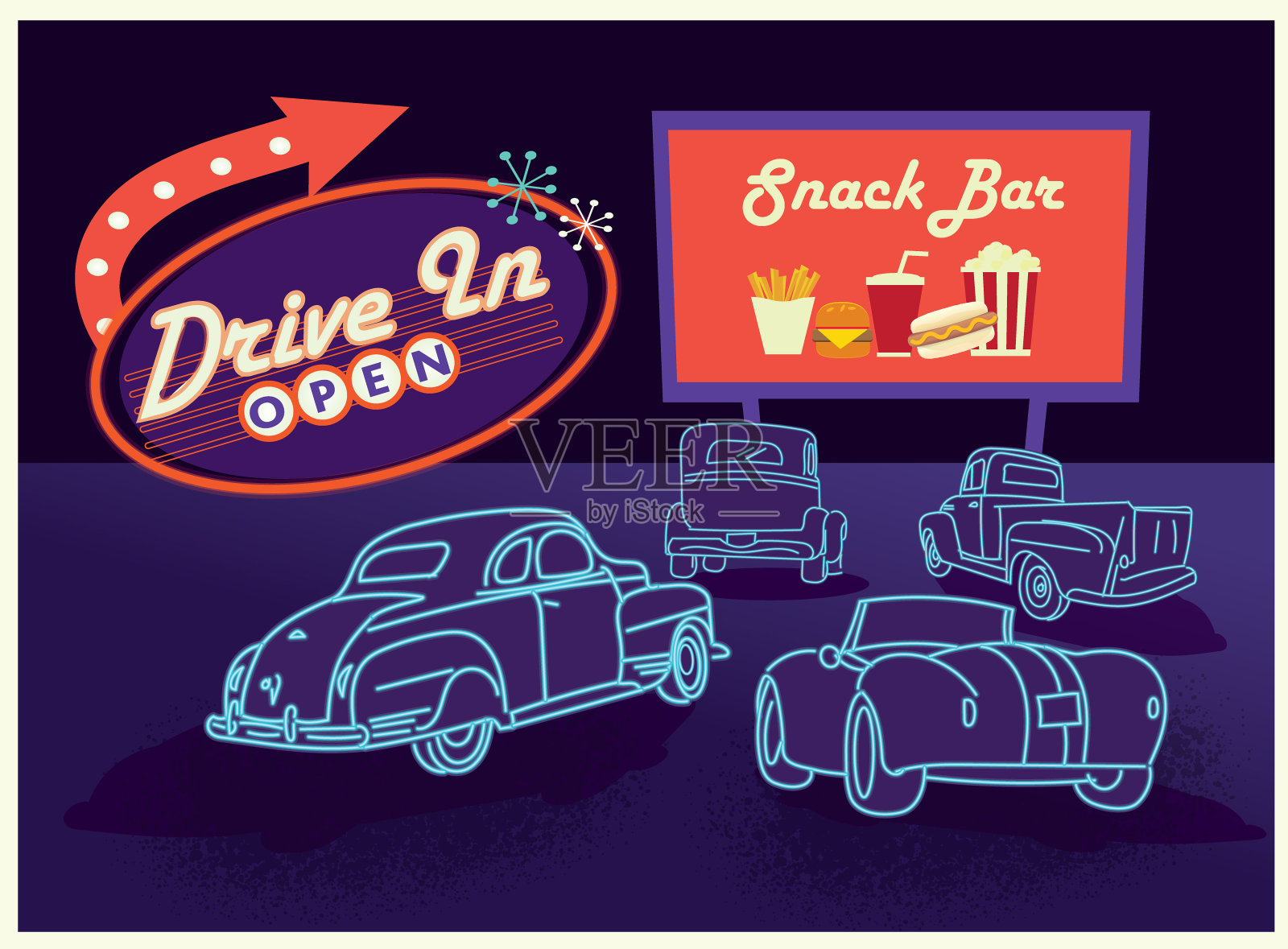 经典复古驱动器海报设计广告插画图片素材