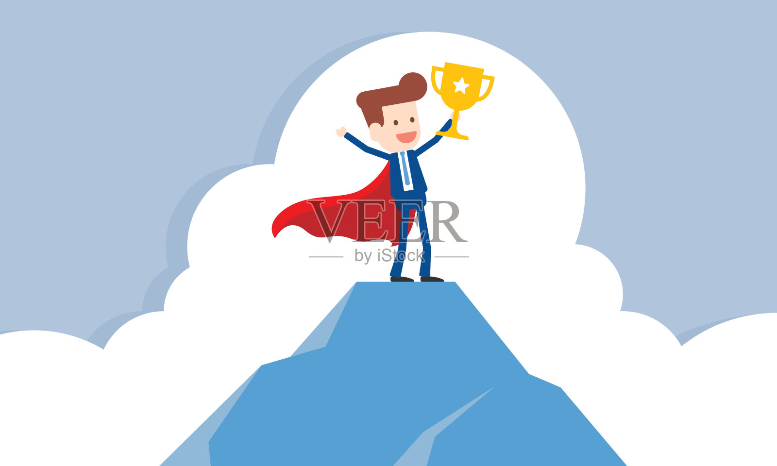 成功的商人站在山顶插画图片素材
