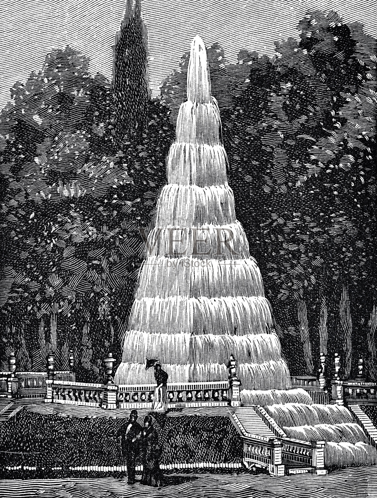 圣彼得堡，彼得霍夫，金字塔喷泉插画图片素材