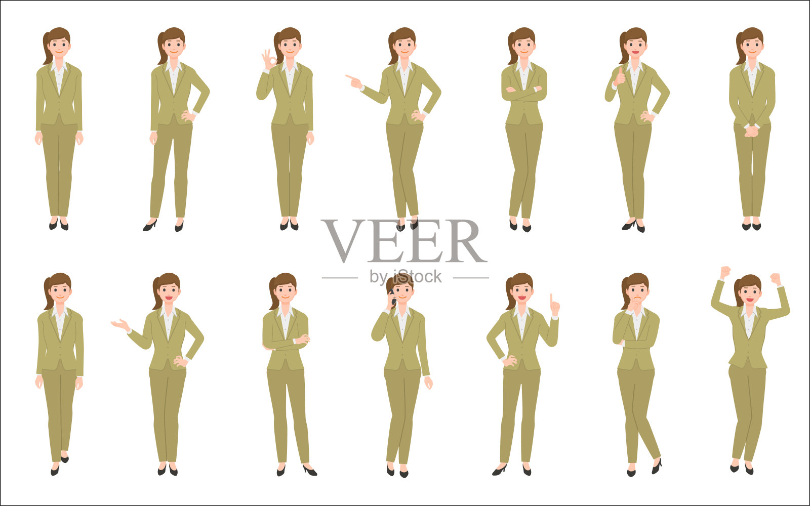 白色背景上孤立的女商人插画图片素材