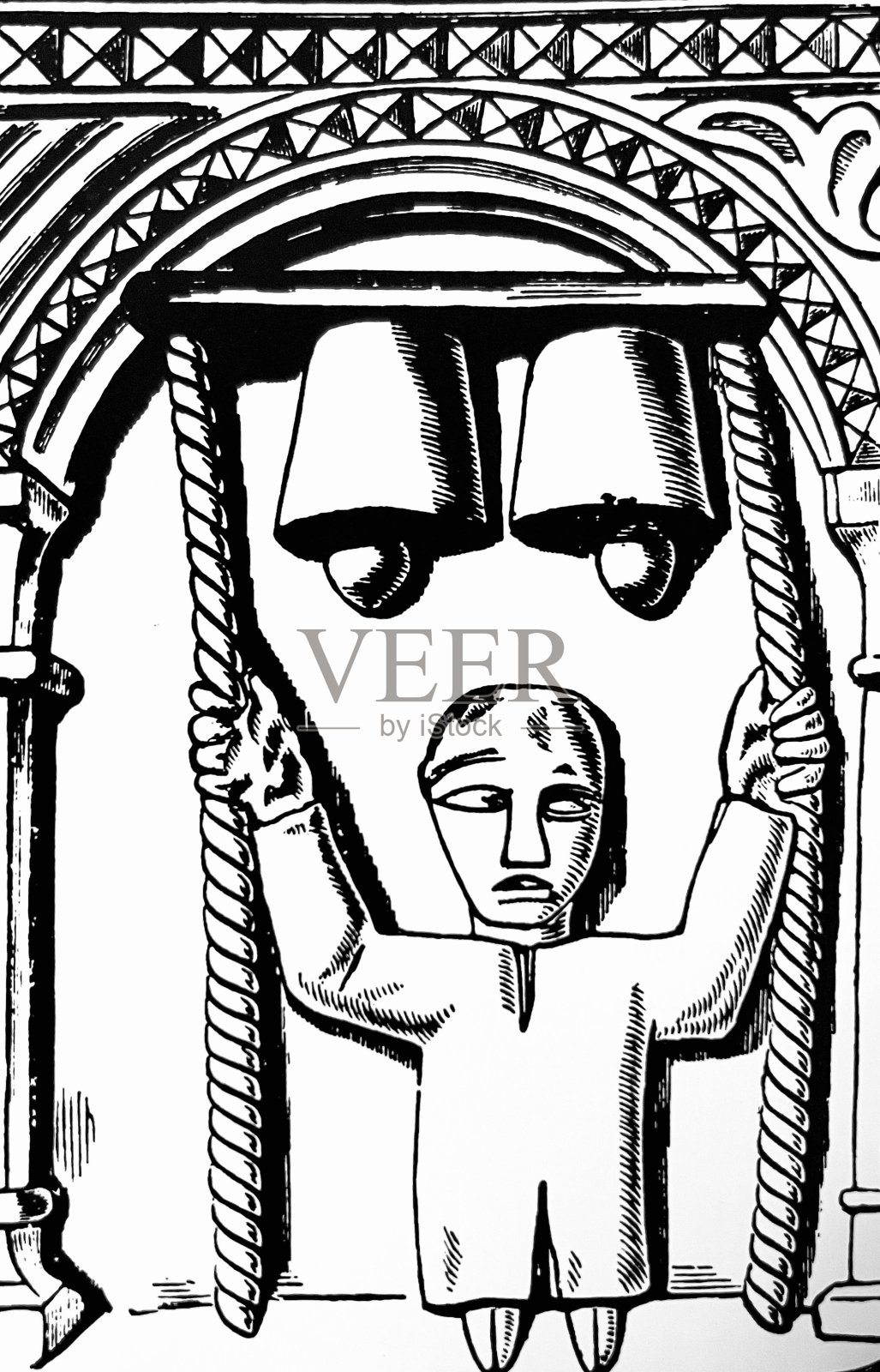 12世纪林肯郡贝尔顿的敲钟人插画图片素材