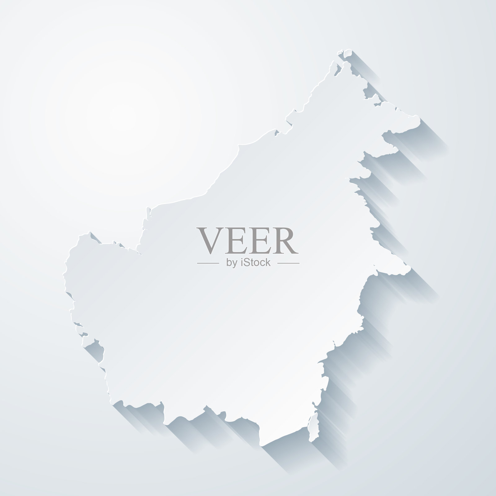 婆罗洲地图与剪纸效果的空白背景插画图片素材