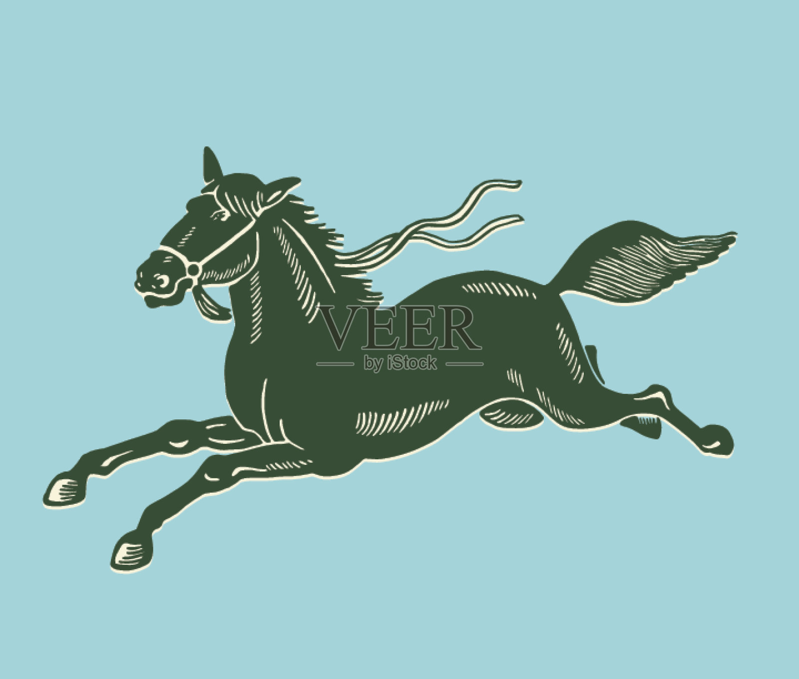 匹跃起的马插画图片素材