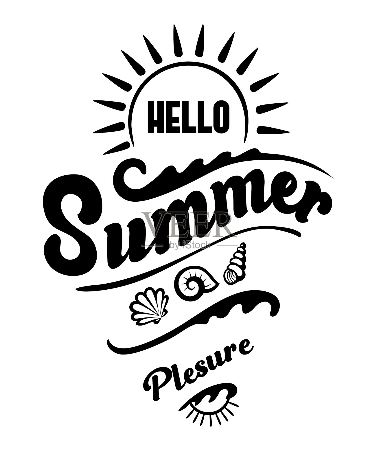 暑假复古海报，标签设计元素图片