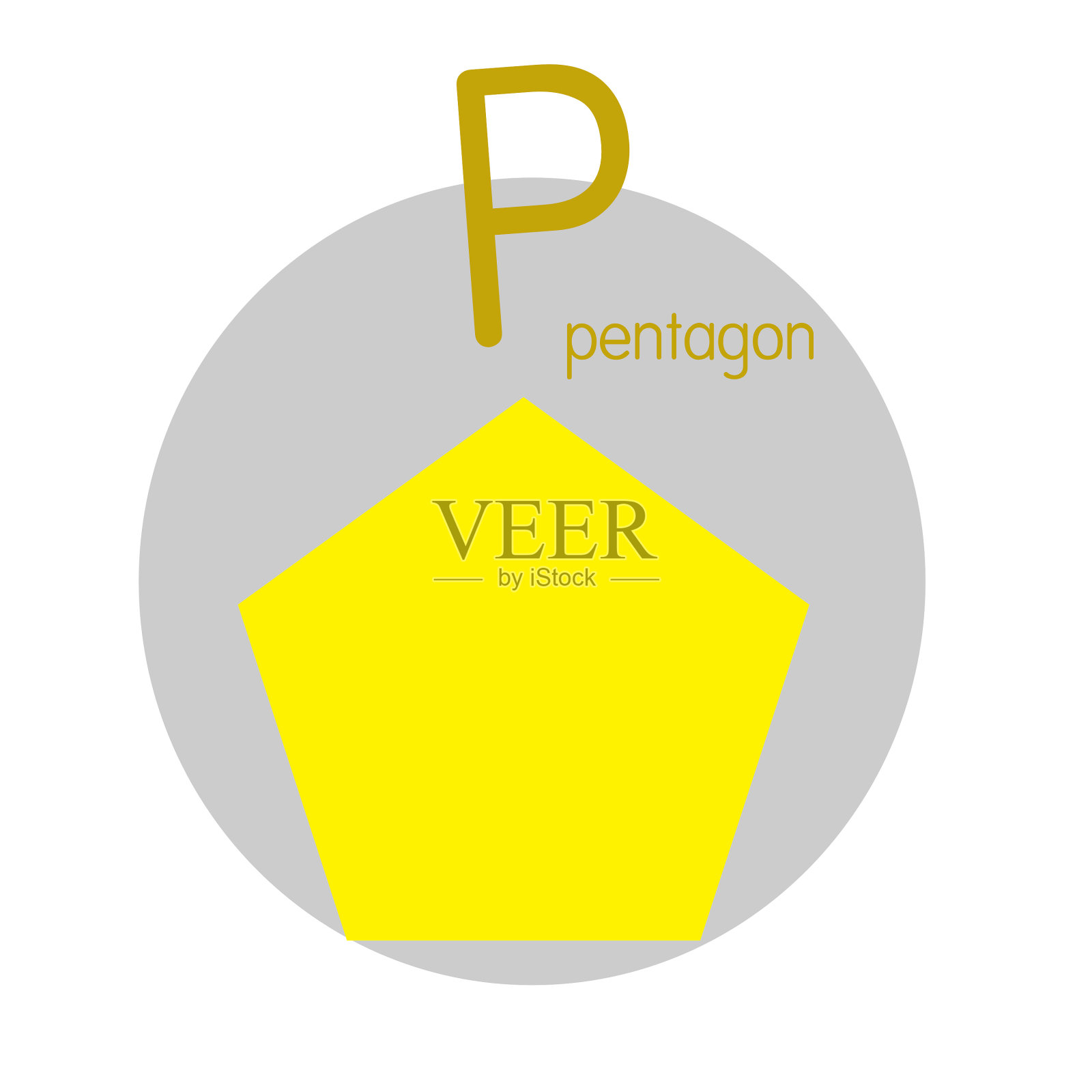 矢量说明五角大楼与字母P大写字母或大写字母的儿童学习练习ABC插画图片素材