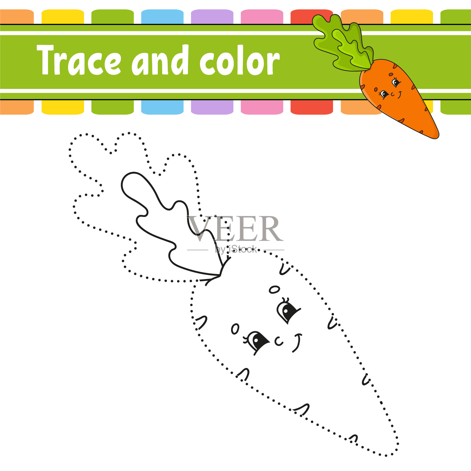 跟踪和彩色着色页面的孩子插画图片素材