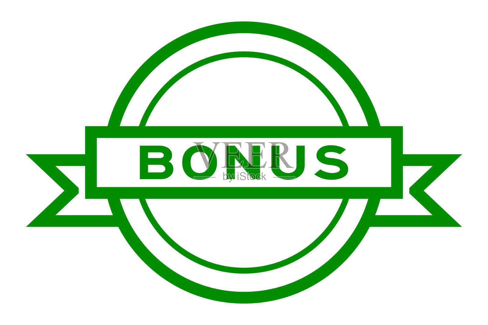 圆形复古标签横幅绿色与字奖金在白色背景插画图片素材