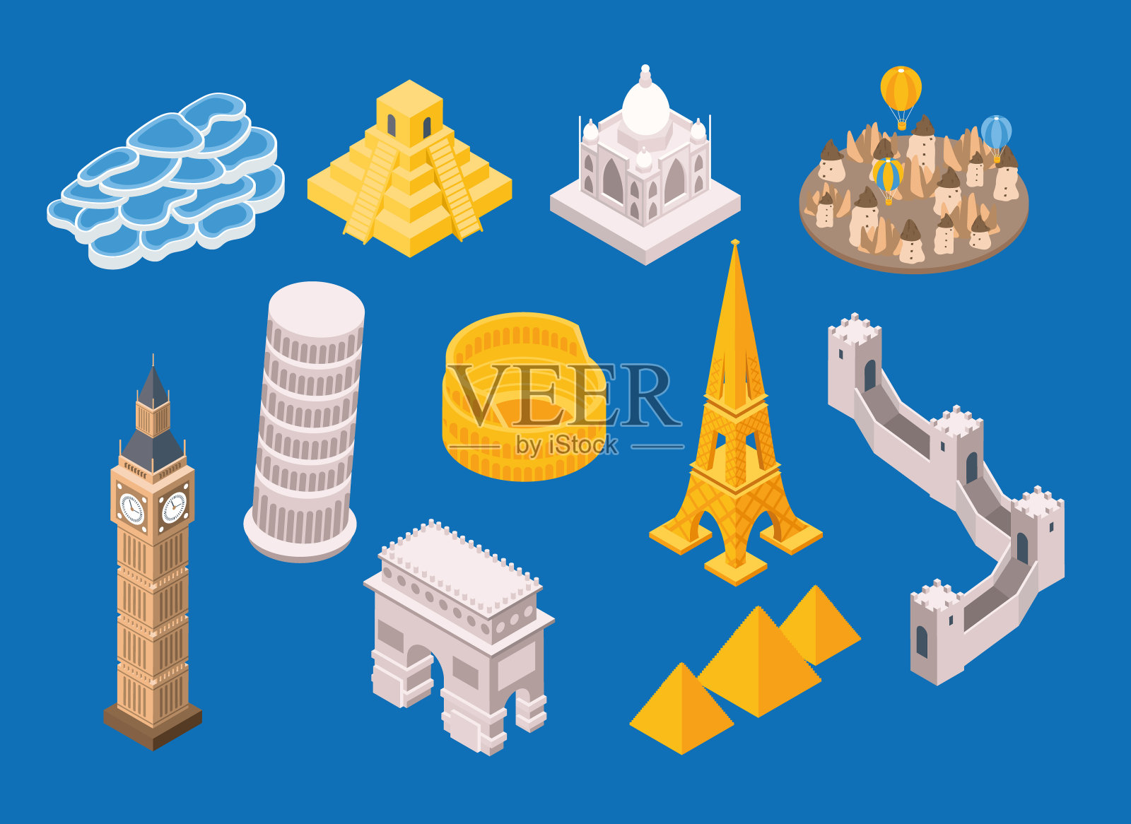 旅行地标等距矢量插画图片素材