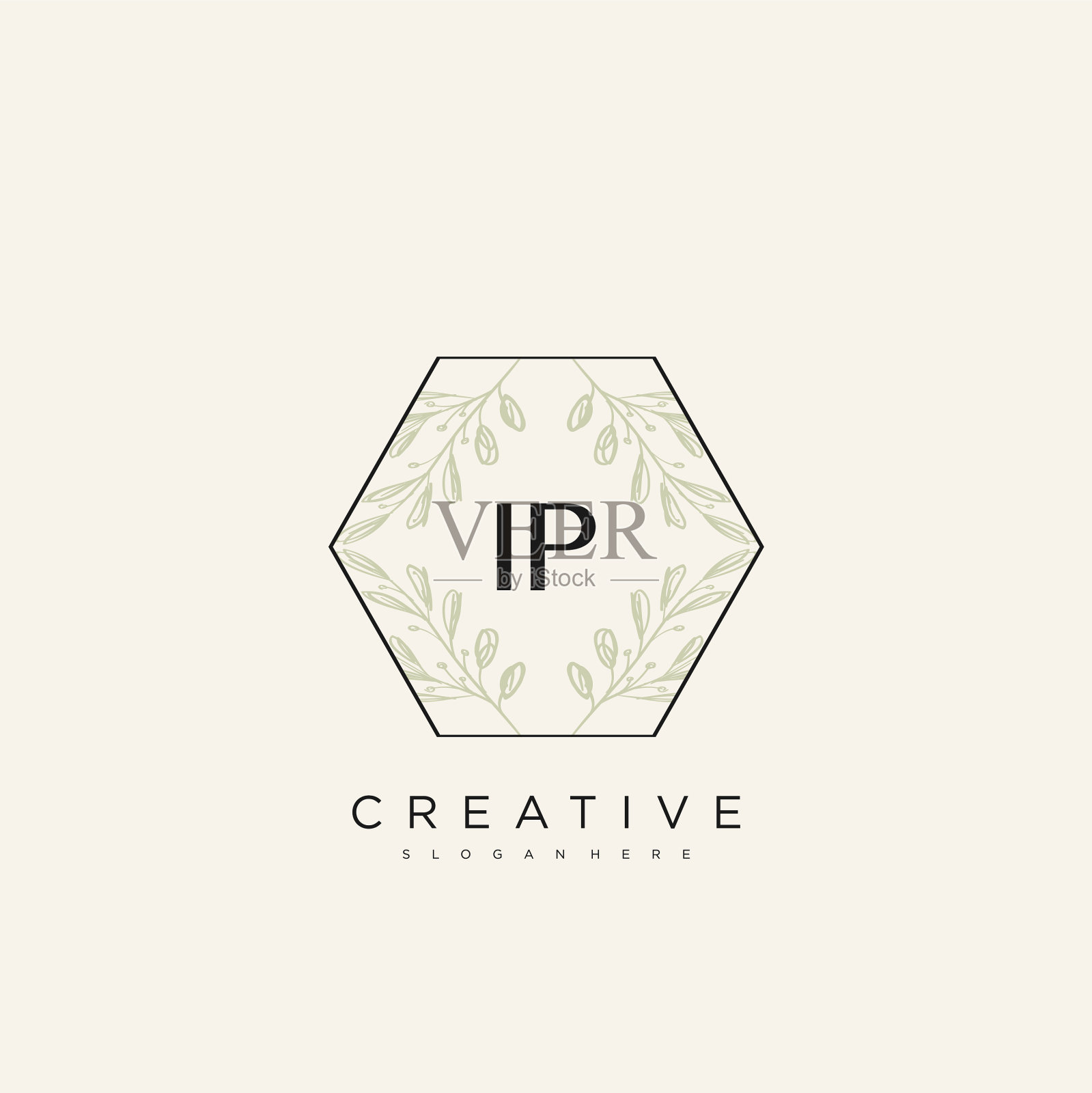 IP首字母花标志模板溢价艺术插画图片素材