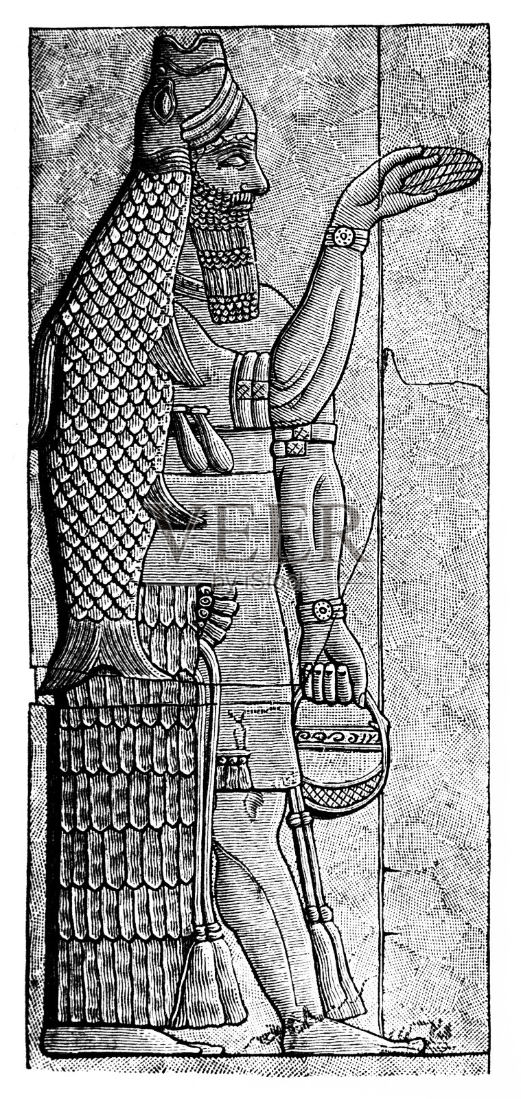 奥安内斯：公元前4世纪的巴比伦神祇插画图片素材