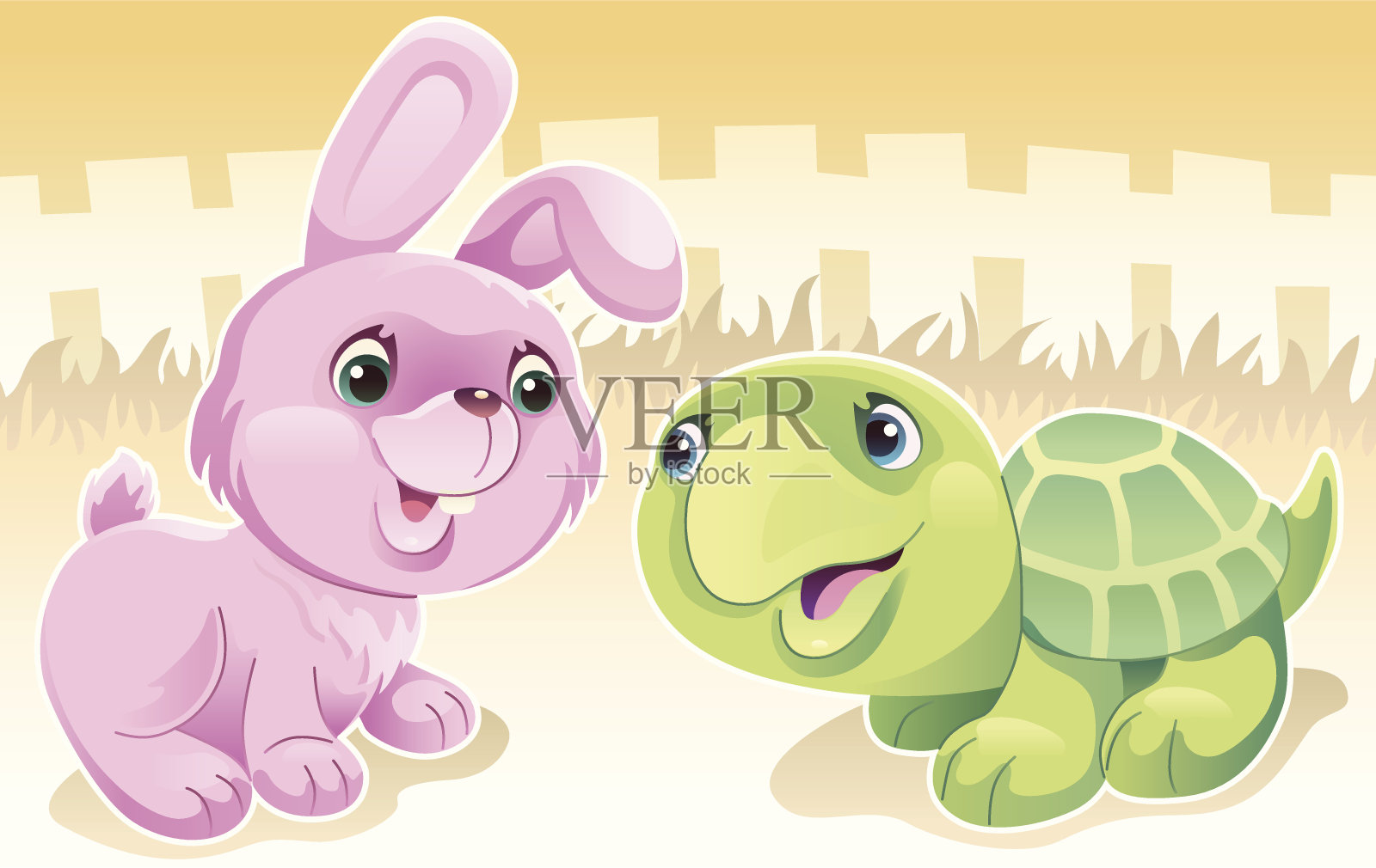 兔子和乌龟插画图片素材