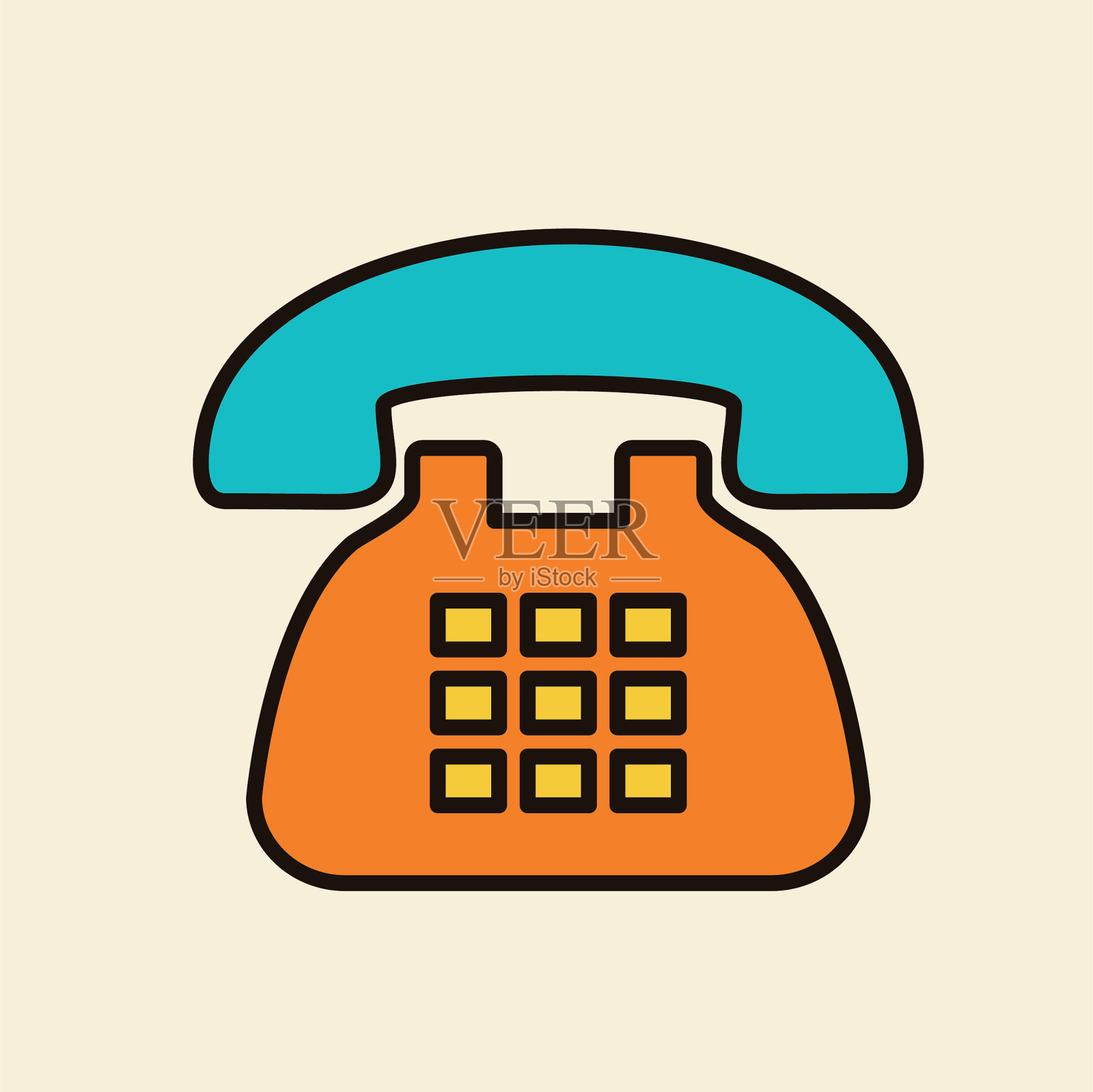 触音电话-细线电话图标插画图片素材