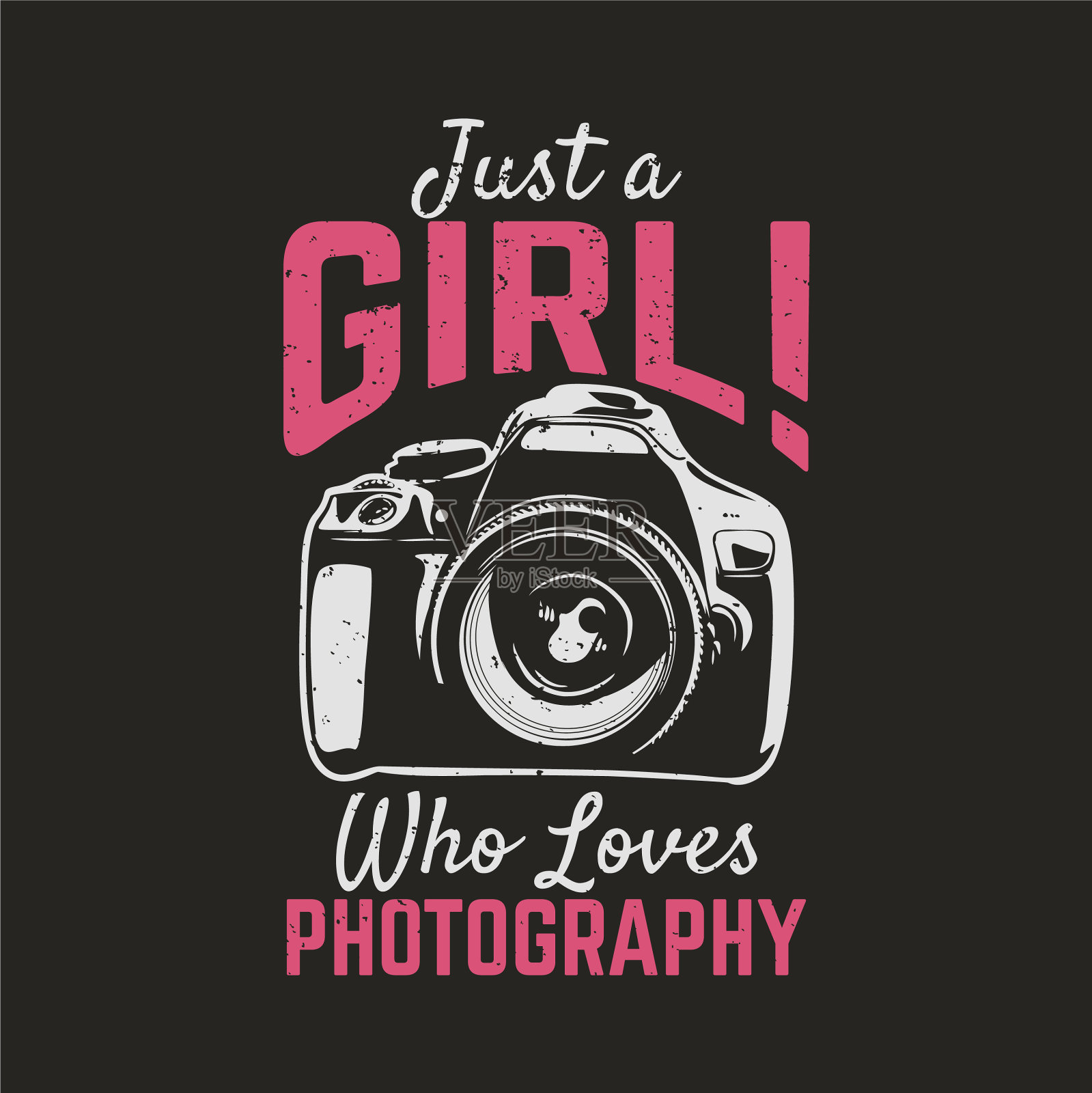 T恤设计就是一个热爱摄影的女孩插画图片素材