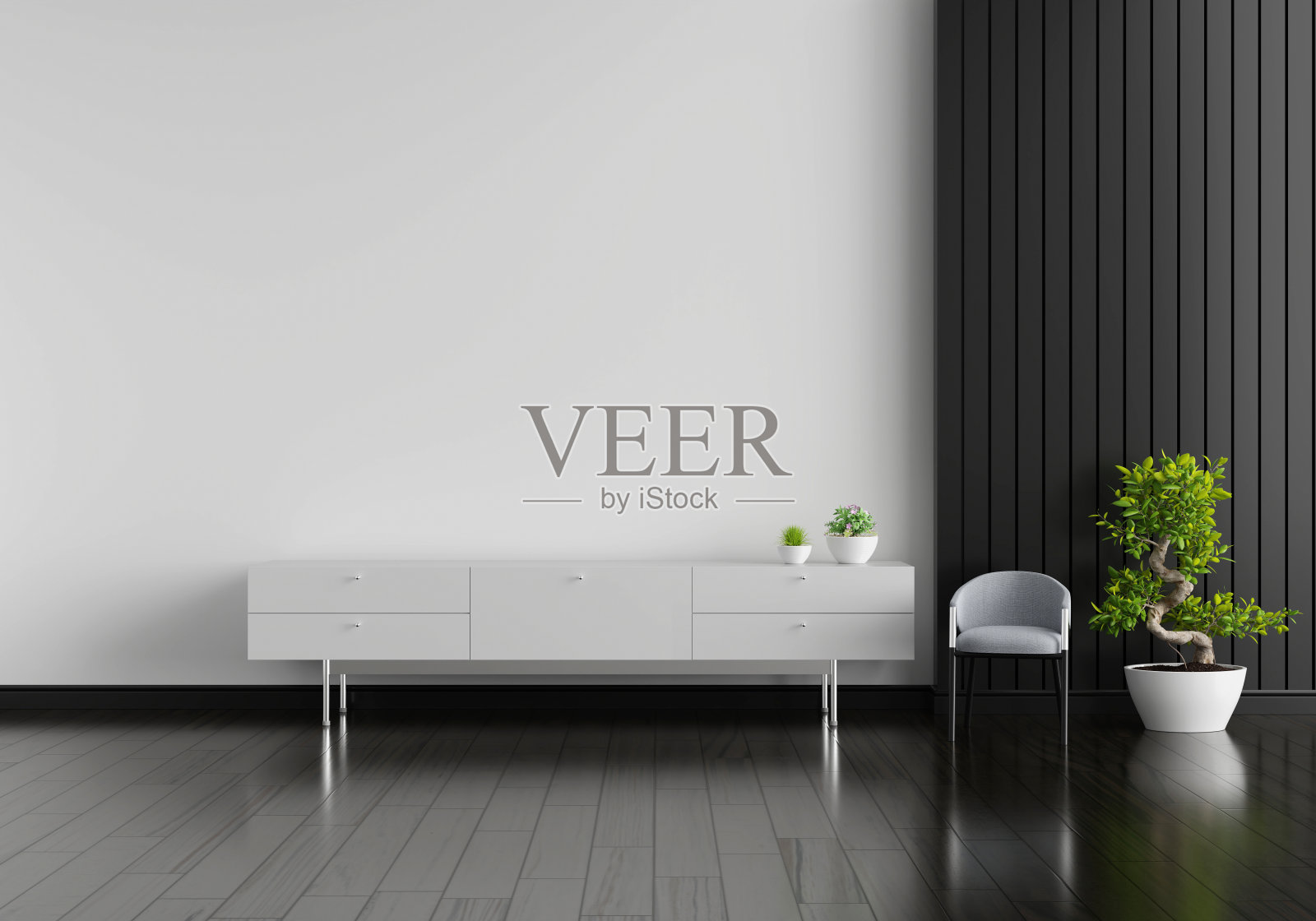 客厅内设餐具柜，空间自由，3D渲染照片摄影图片