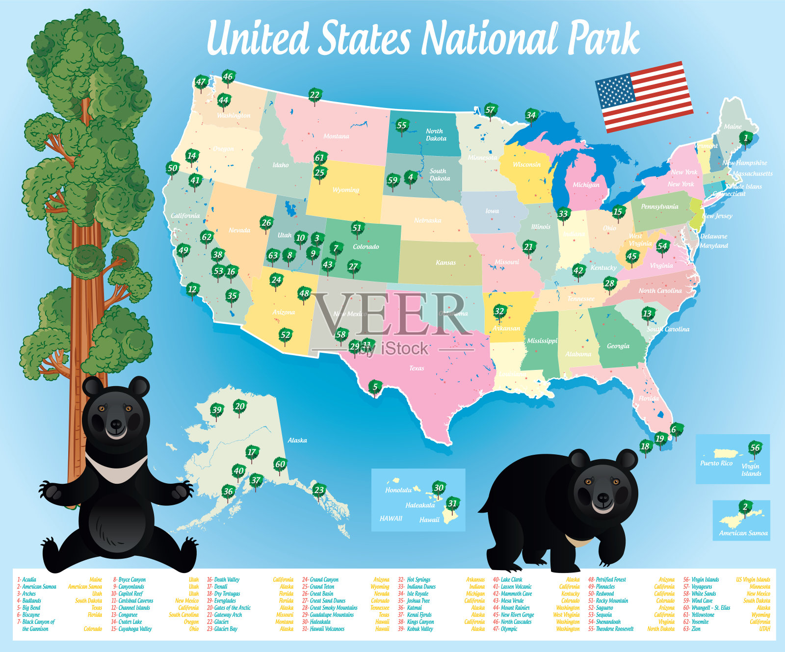 美国国家公园插画图片素材