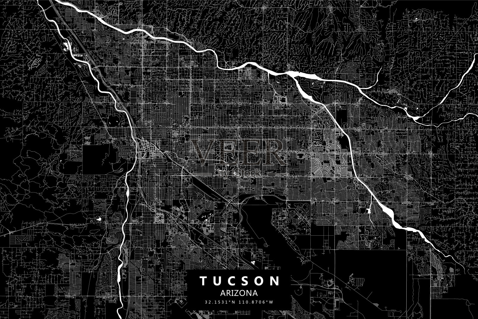 亚利桑那州图森矢量地图插画图片素材