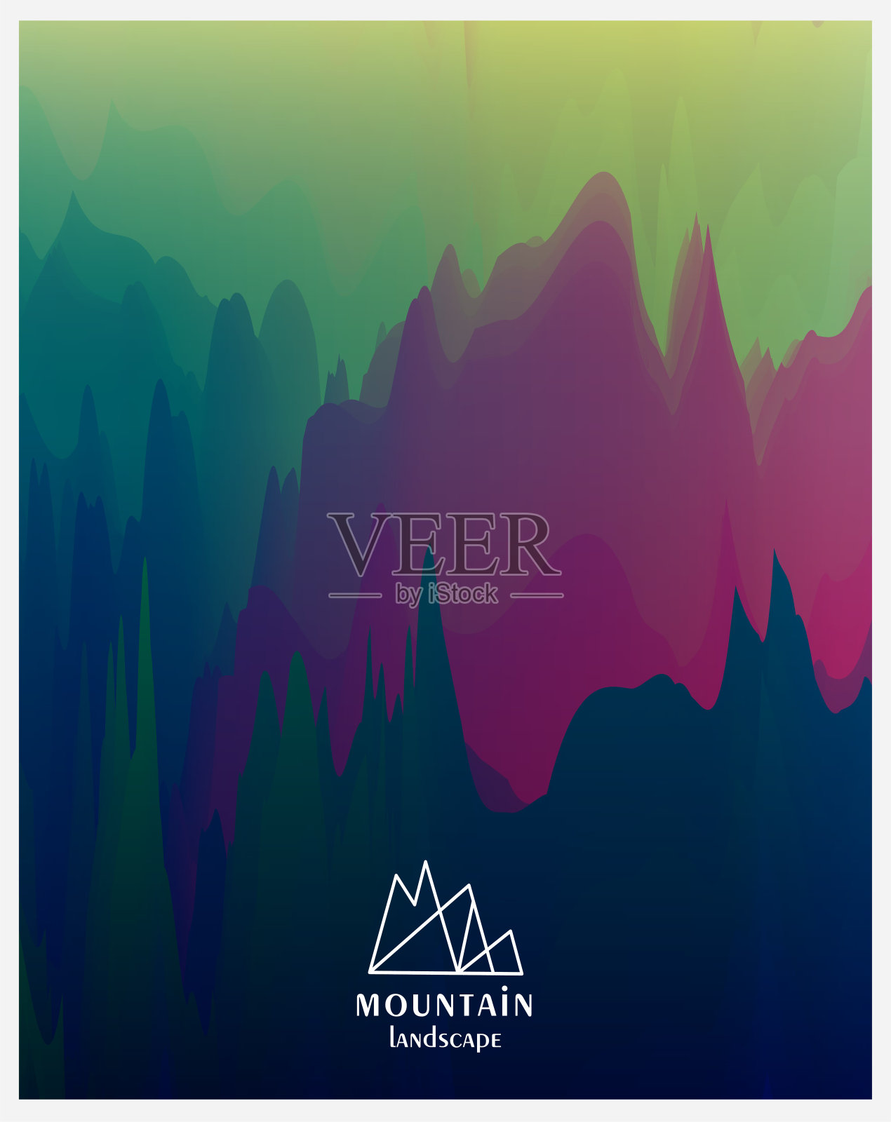 中国山水画的水彩画风格插画图片素材