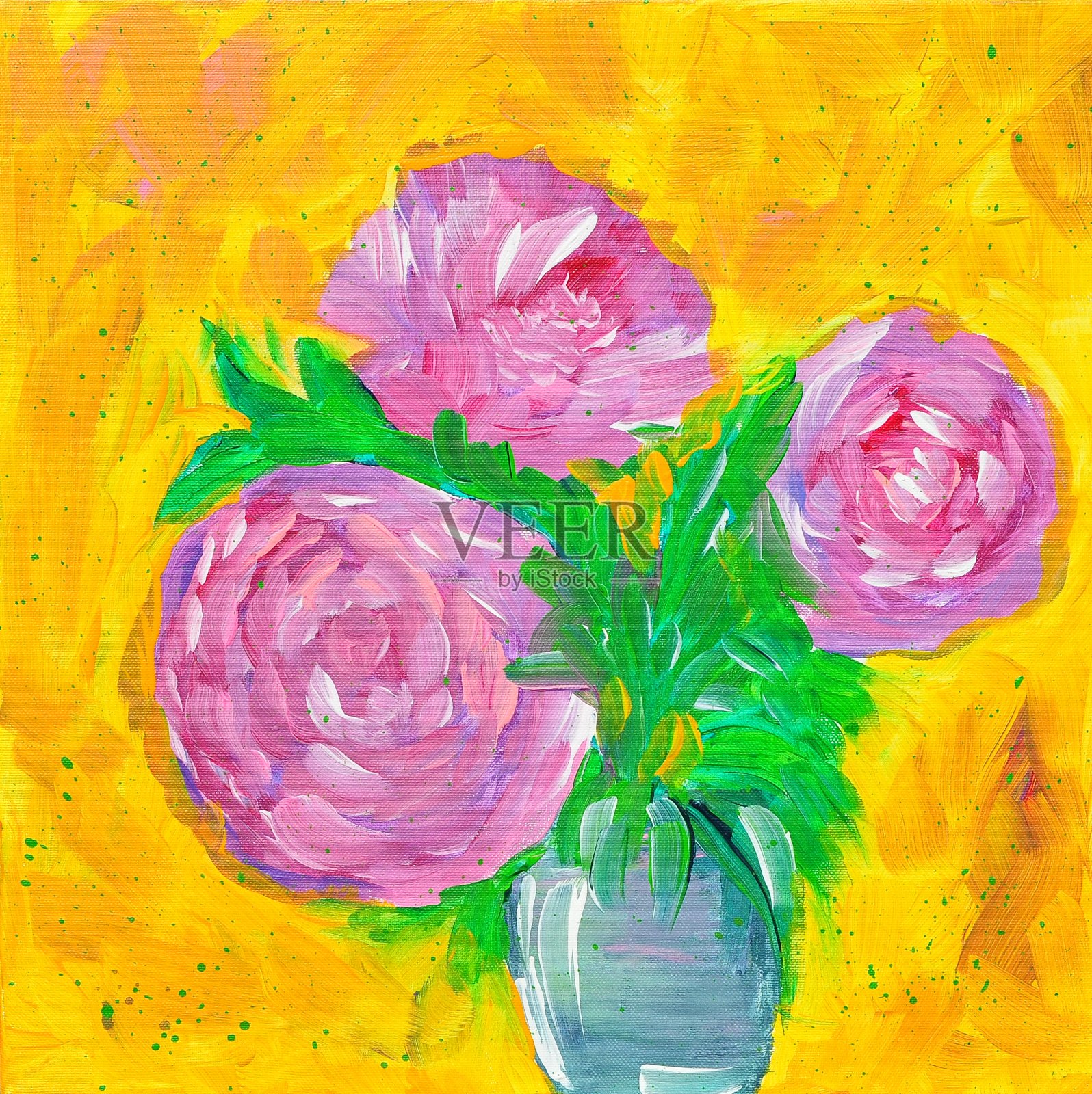 抽象花瓶花当代艺术绘画插画图片素材