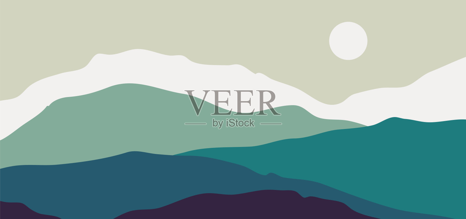 抽象的山景背景与复古的波西米亚设计插画图片素材