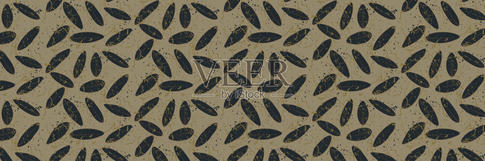 热带的叶子。美丽的印刷与手绘异国情调的植物和点。时尚植物面料无缝图案设计。插画图片素材