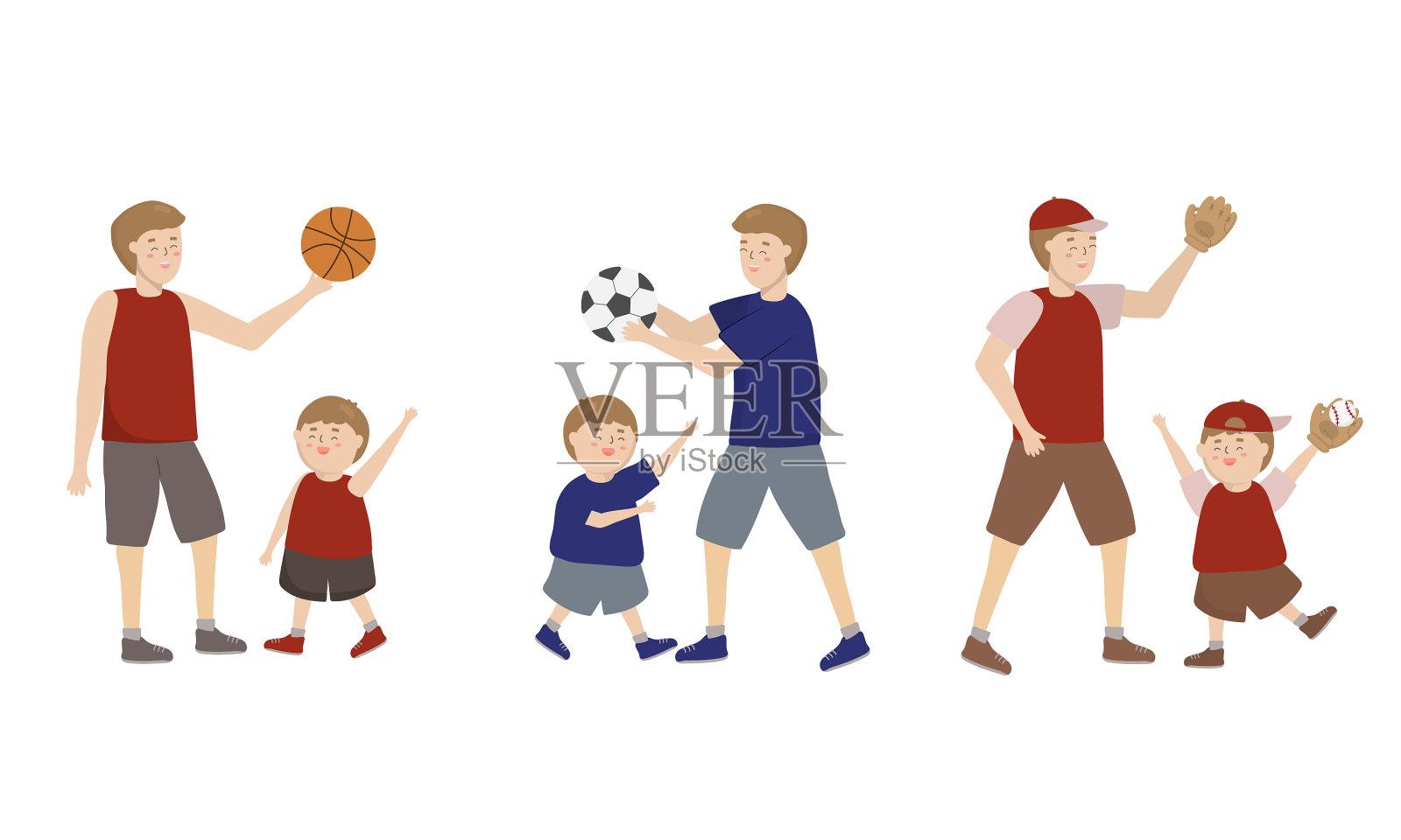 祝社区里的父亲们父亲节快乐插画图片素材