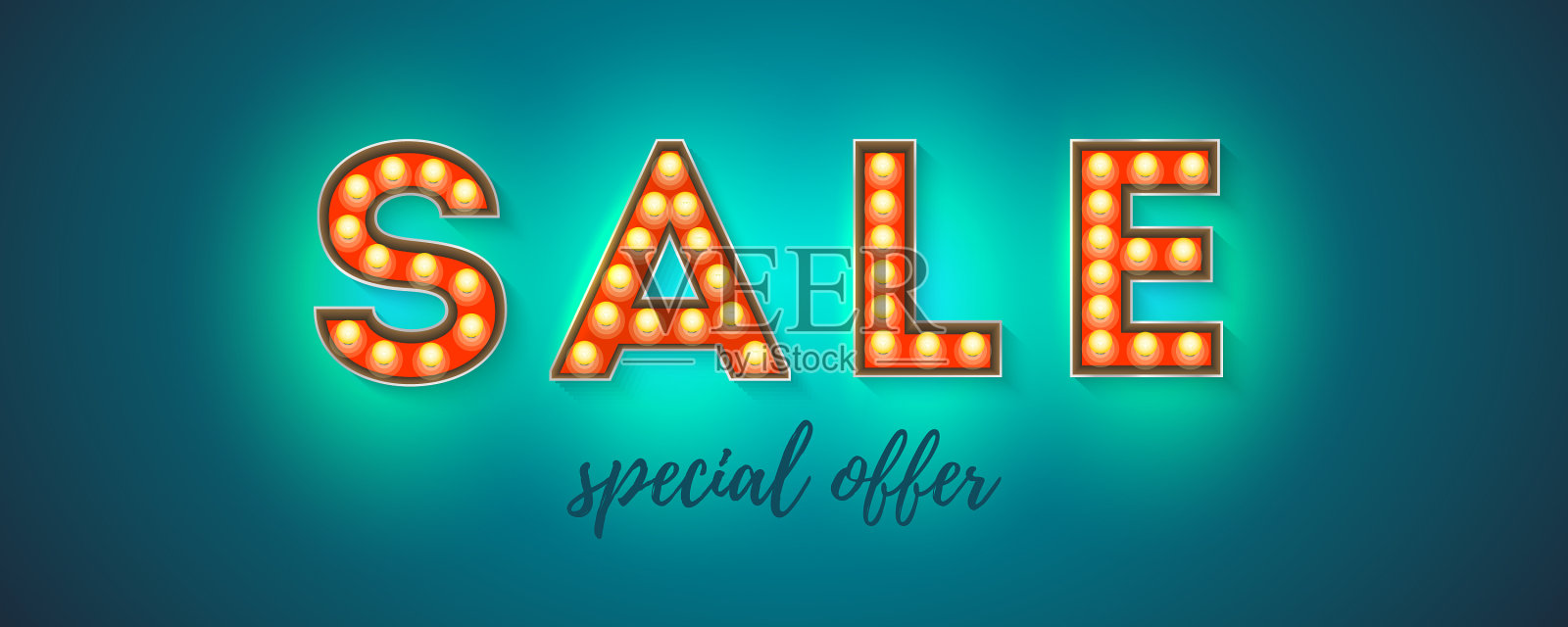 销售文字从发光的字母手写文字设计元素图片