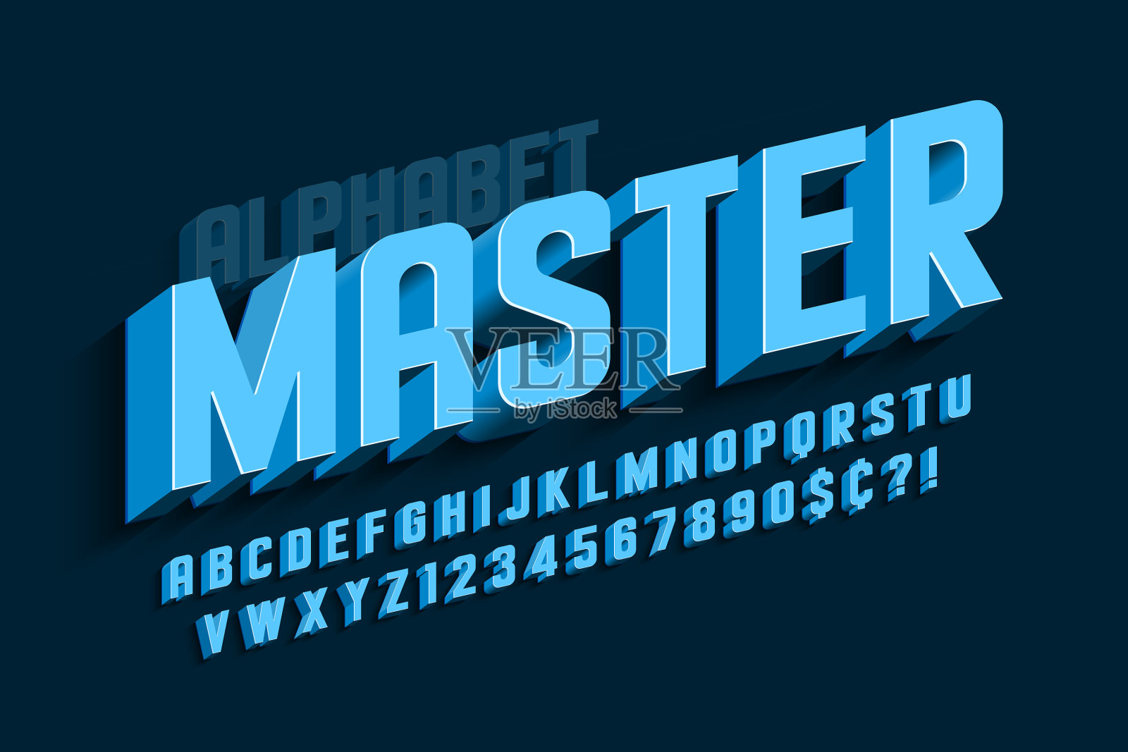 浓缩三维显示字体设计字母表插画图片素材