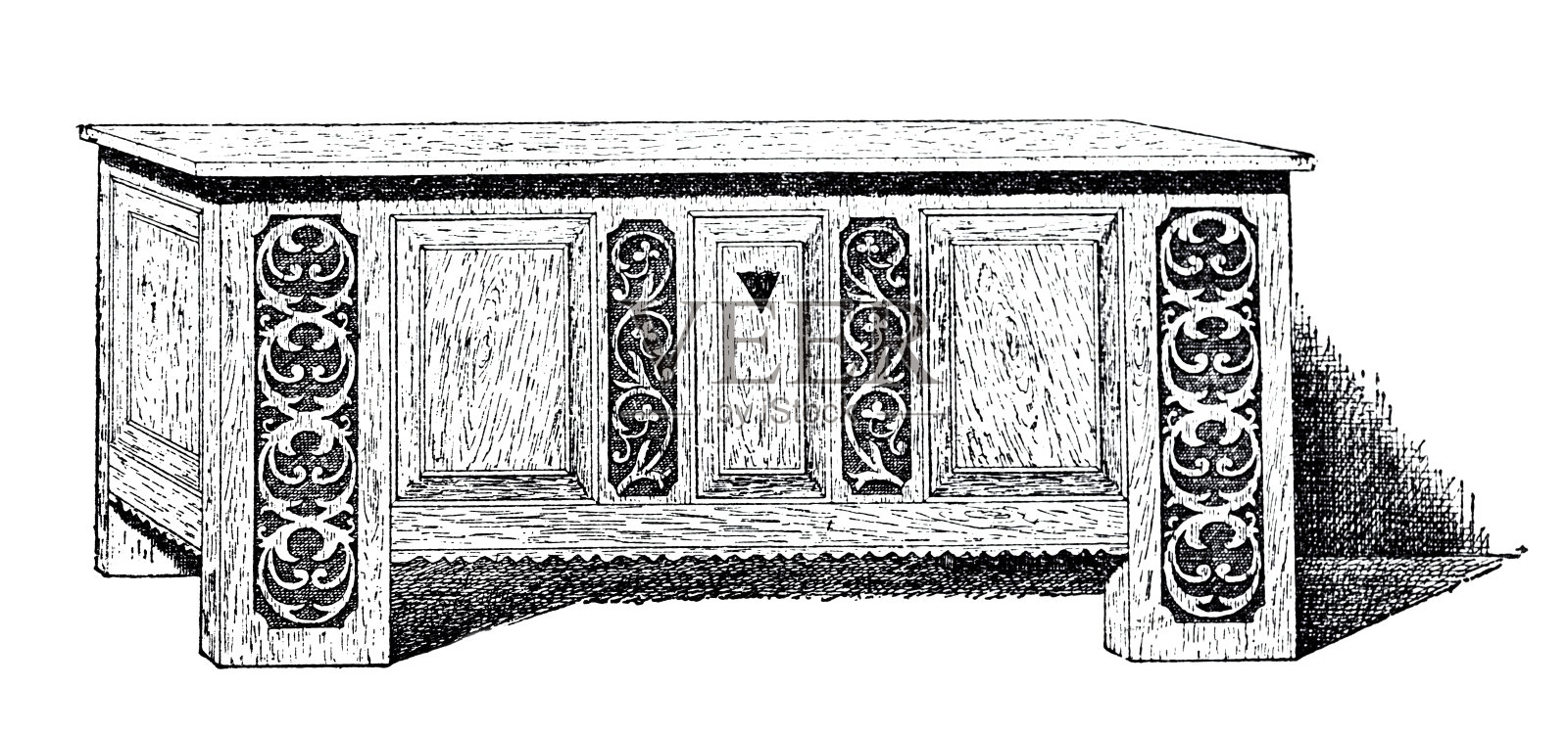 德国威斯特伐利亚的农舍，雕刻的培根盒插画图片素材