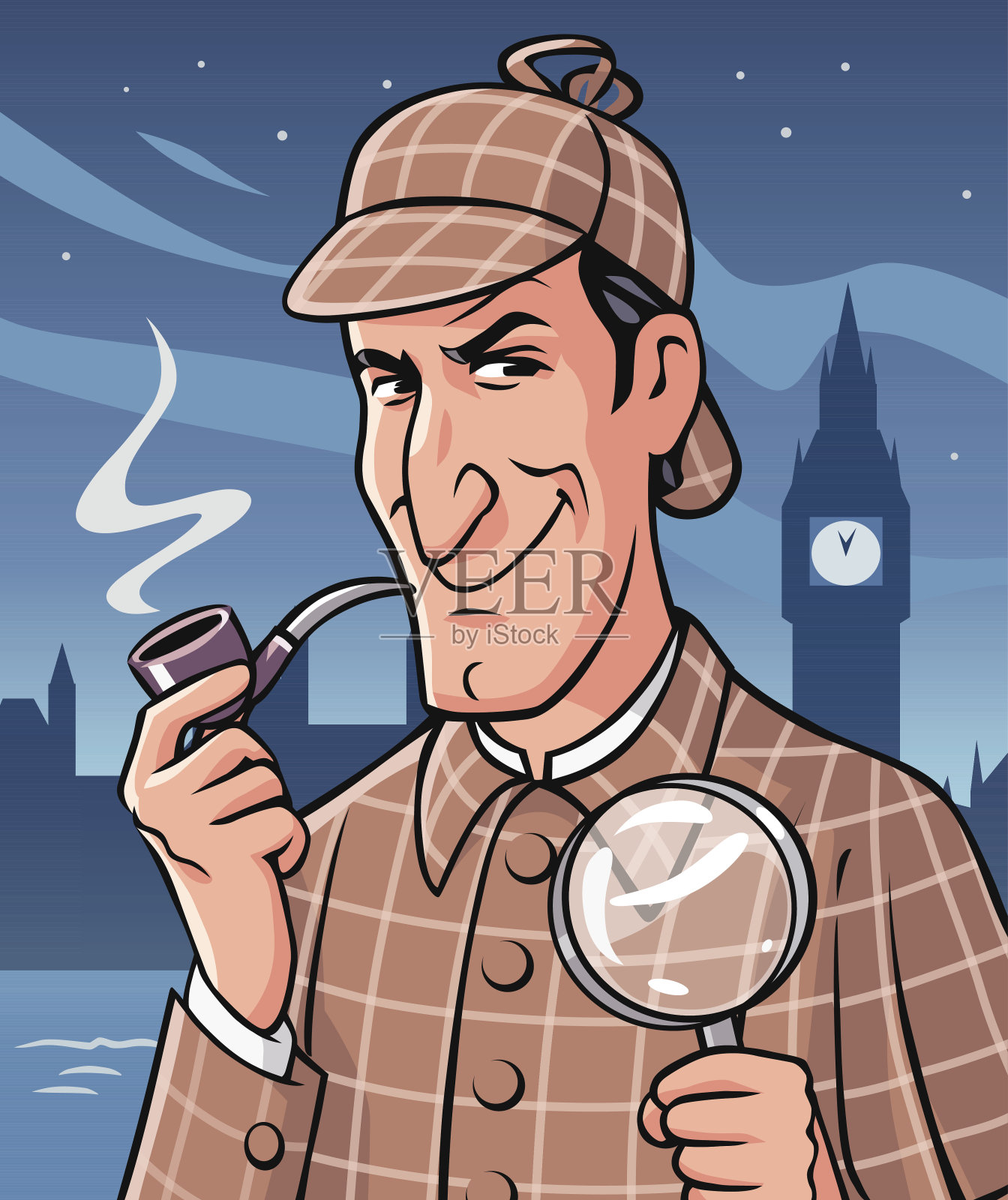 夏洛克·福尔摩斯在伦敦的夜晚设计元素图片