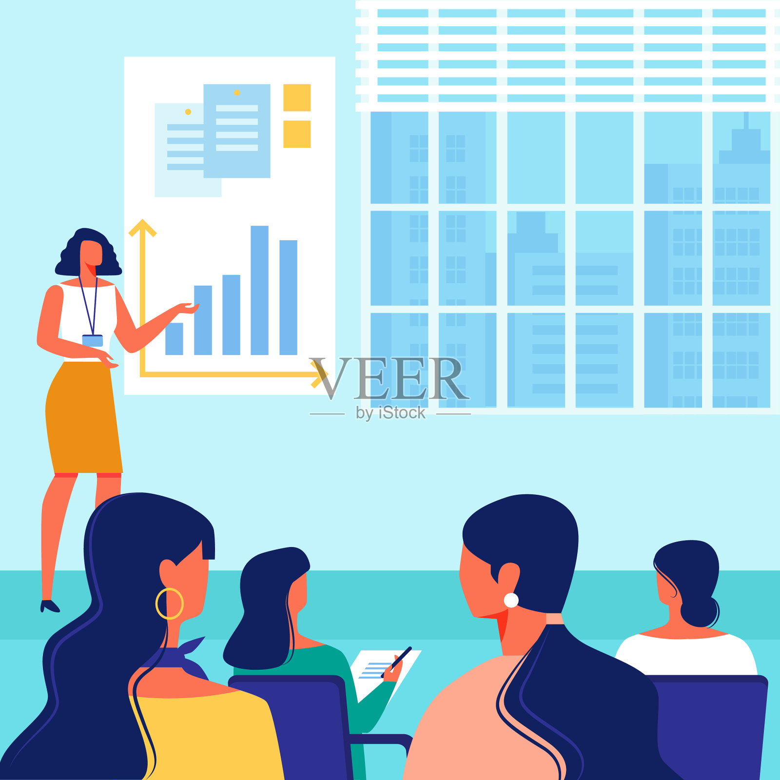 老师按期举手向观众发言插画图片素材