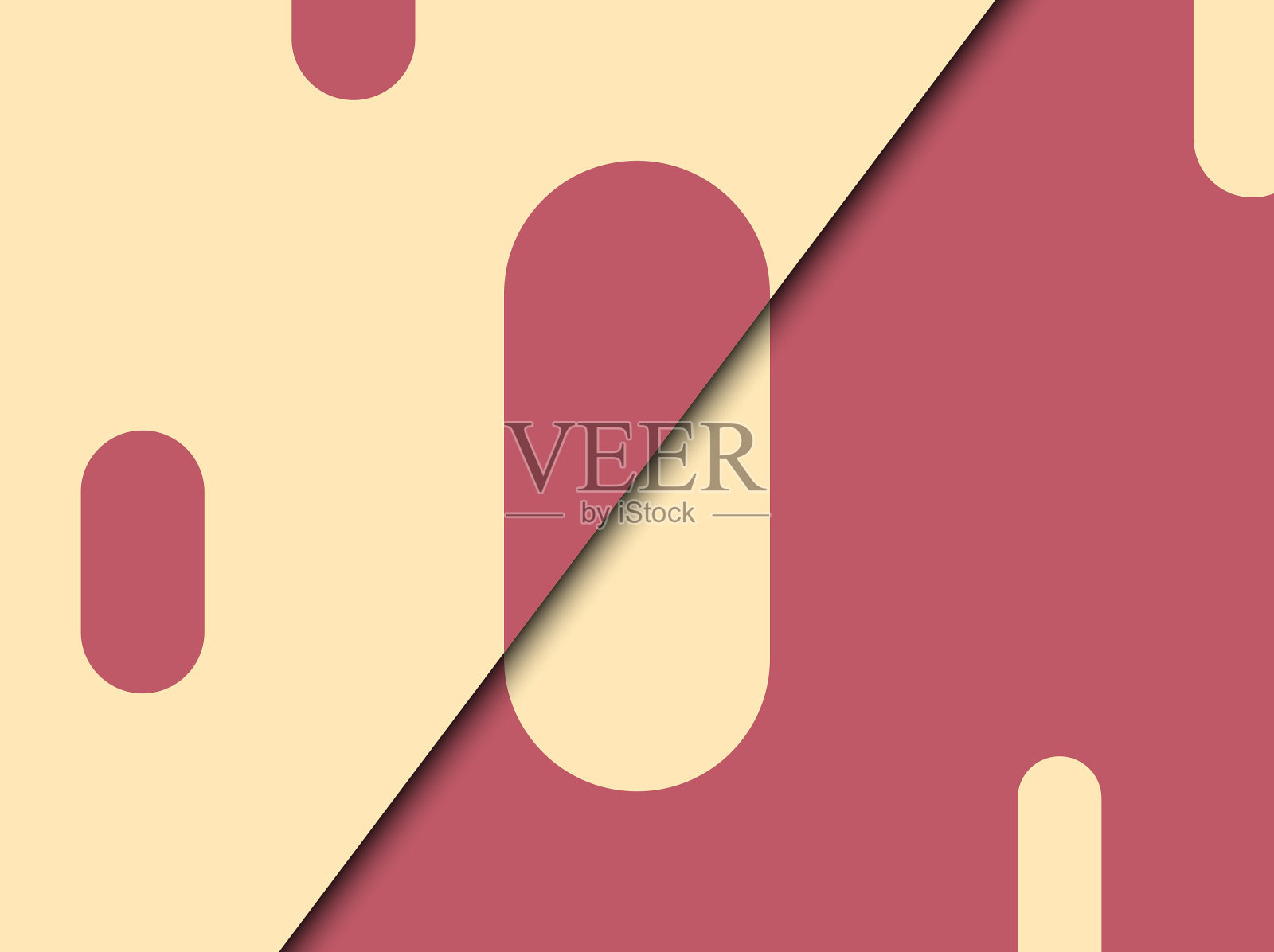 背景与平坦的颜色，柔和的阴影和几何形状插画图片素材