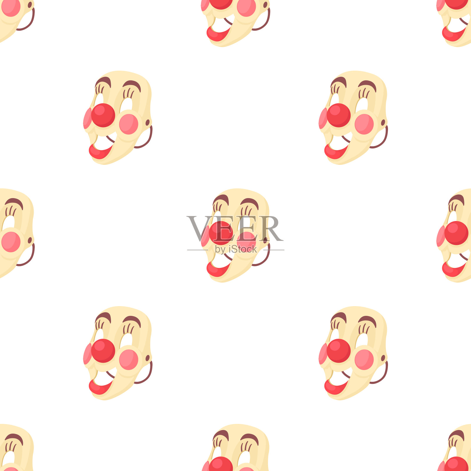 小丑面具图案无缝插画图片素材