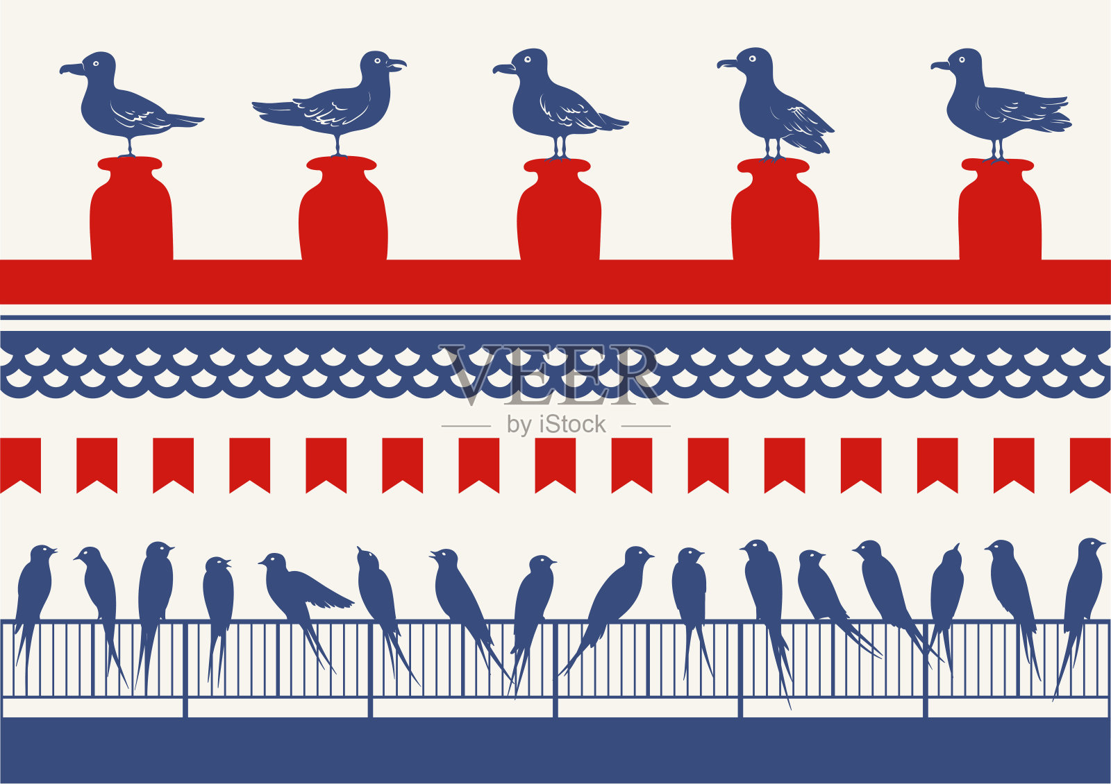 小鸟的无缝边界插画图片素材