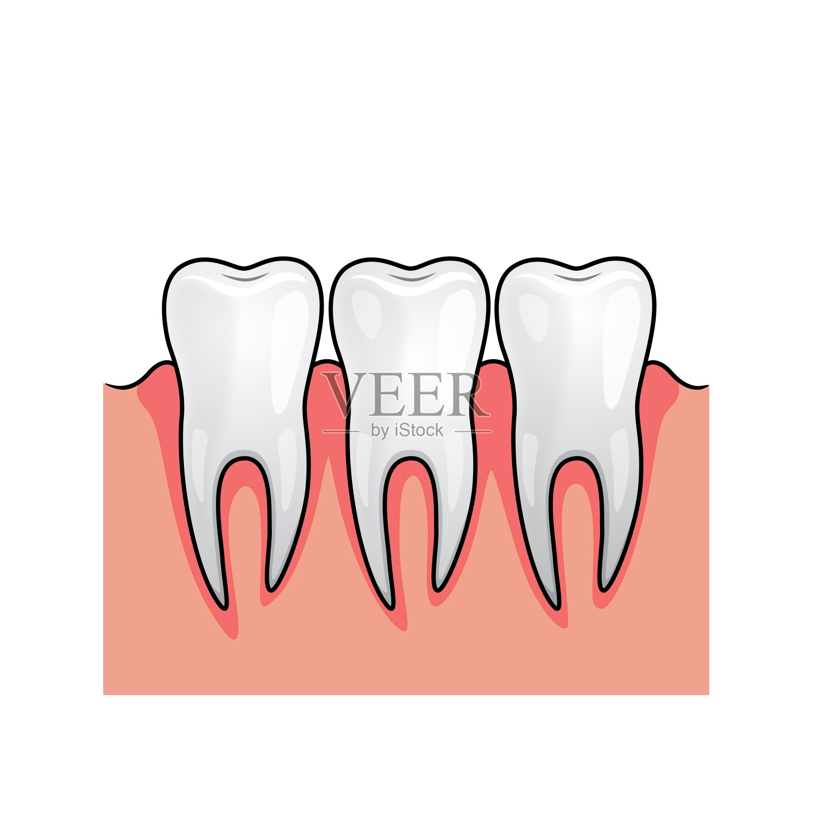 颜色向量插图的儿童活动着色书页与图片的橙色牙齿。插画图片素材
