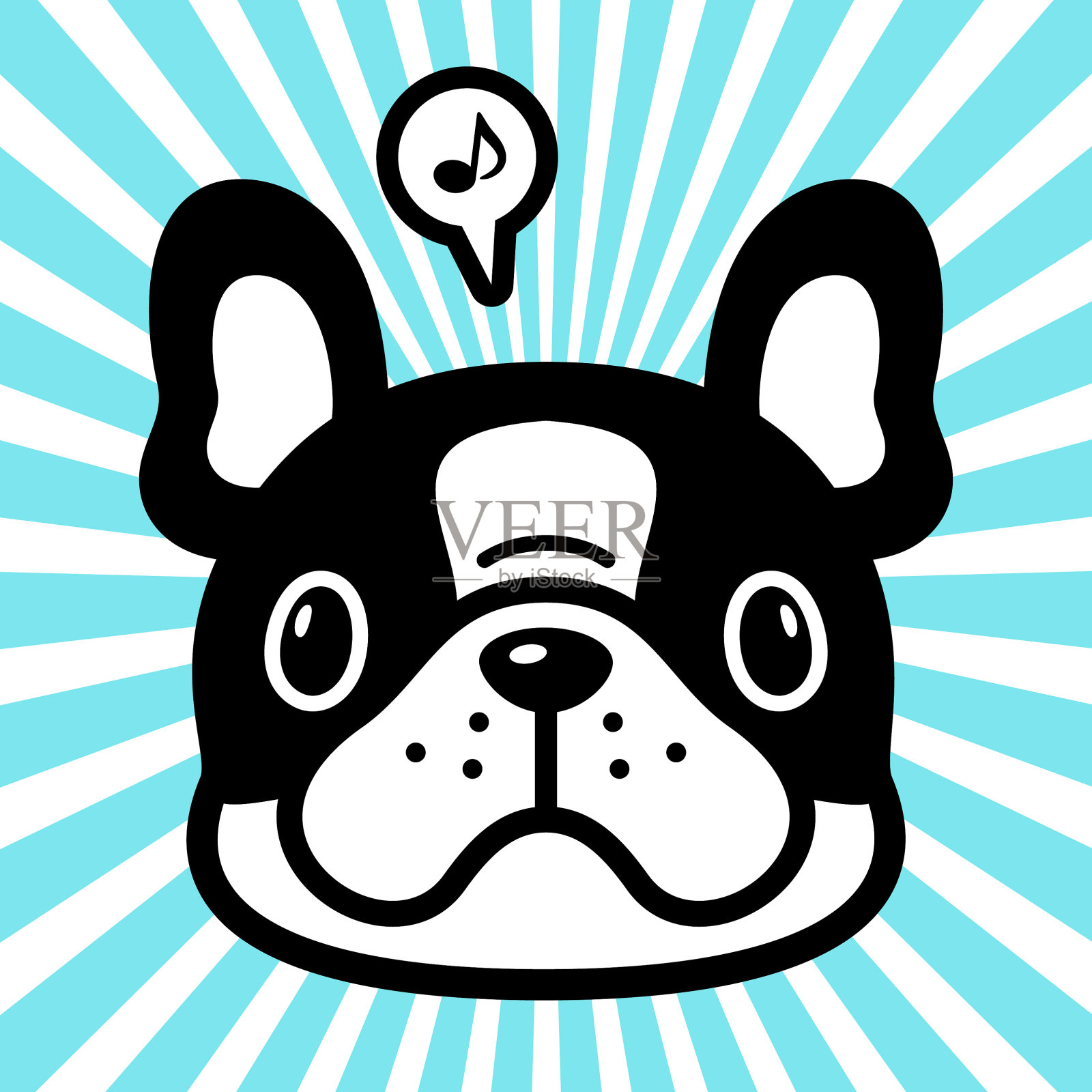 可爱花斑法国斗牛犬的角色设计插画图片素材