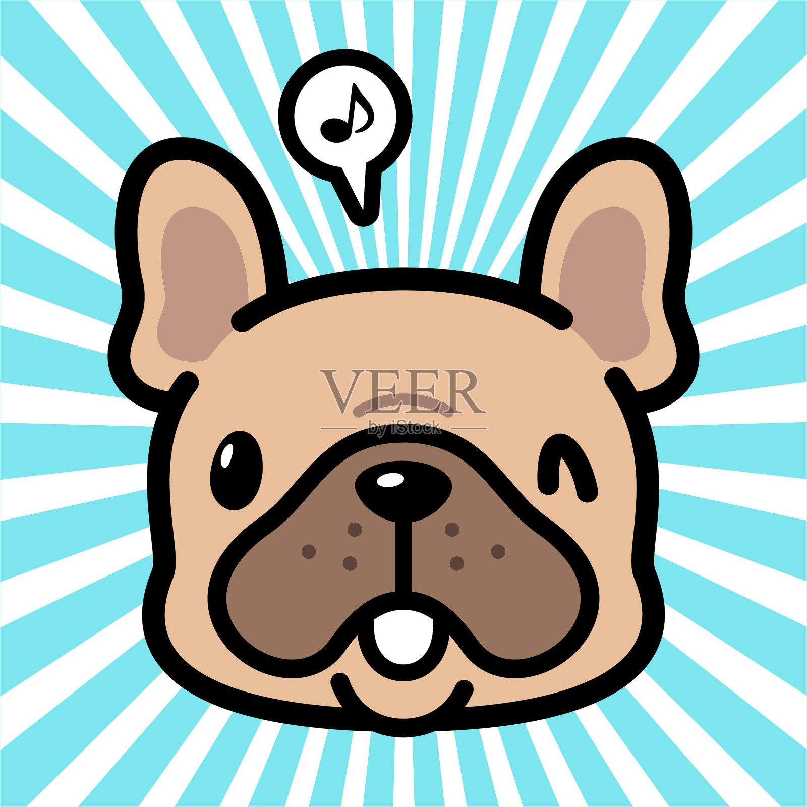 可爱的法国斗牛犬角色设计插画图片素材