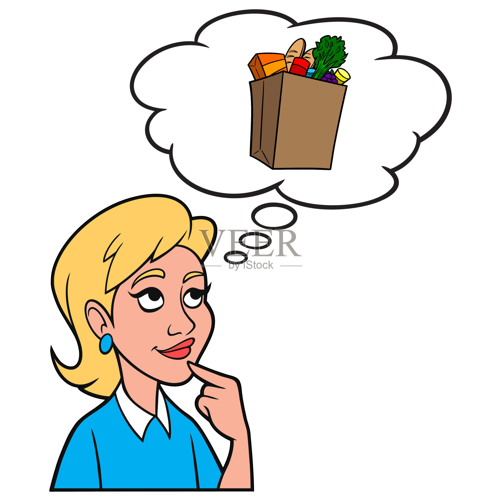 女孩在想杂货插画图片素材