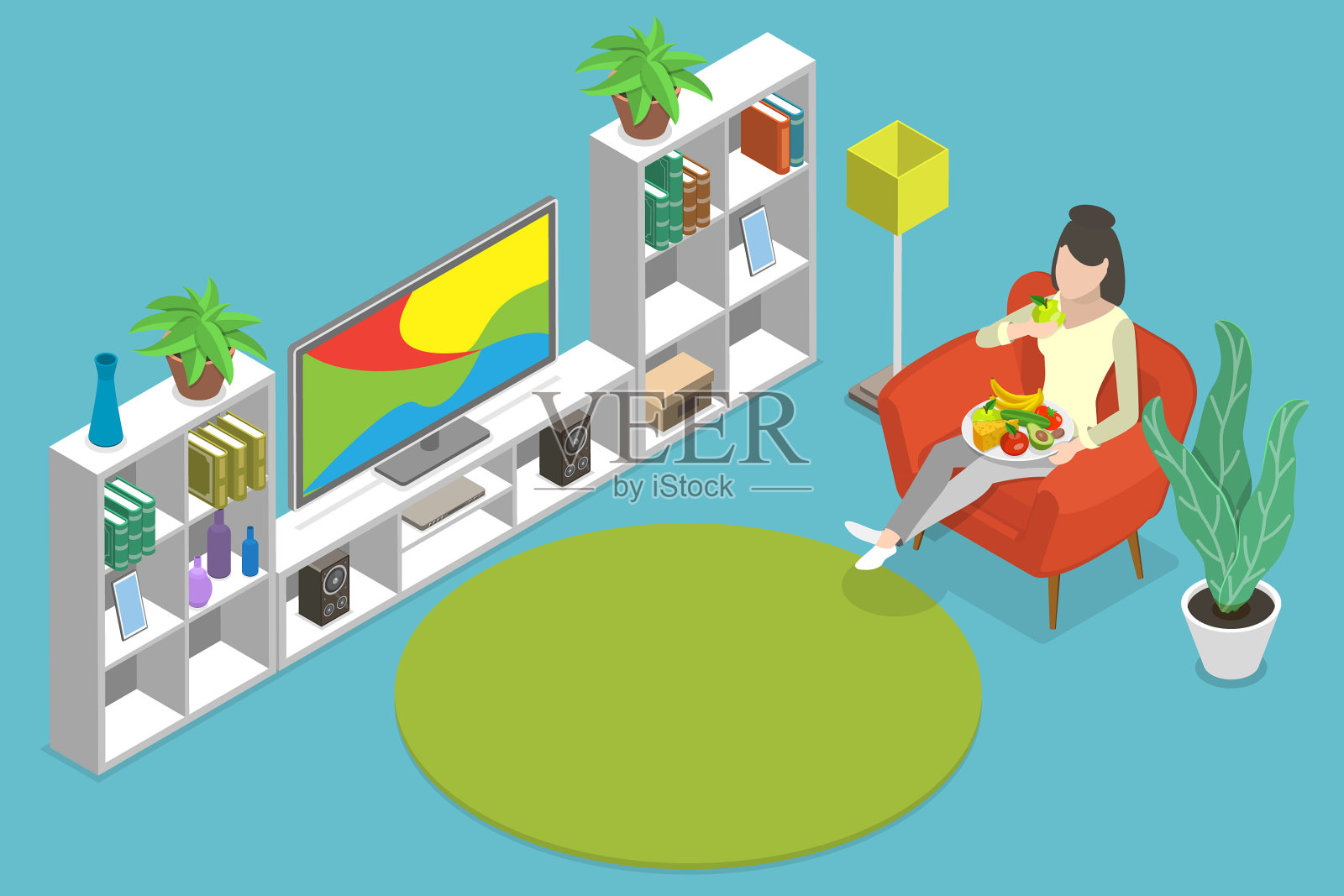 三维等距平面概念插画图片素材