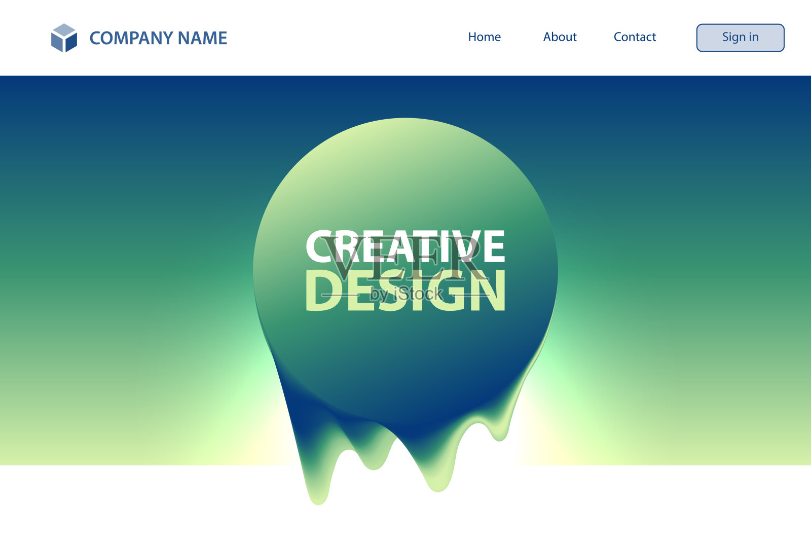 登陆页面模板-抽象设计-绿色液体形状-时髦的背景插画图片素材