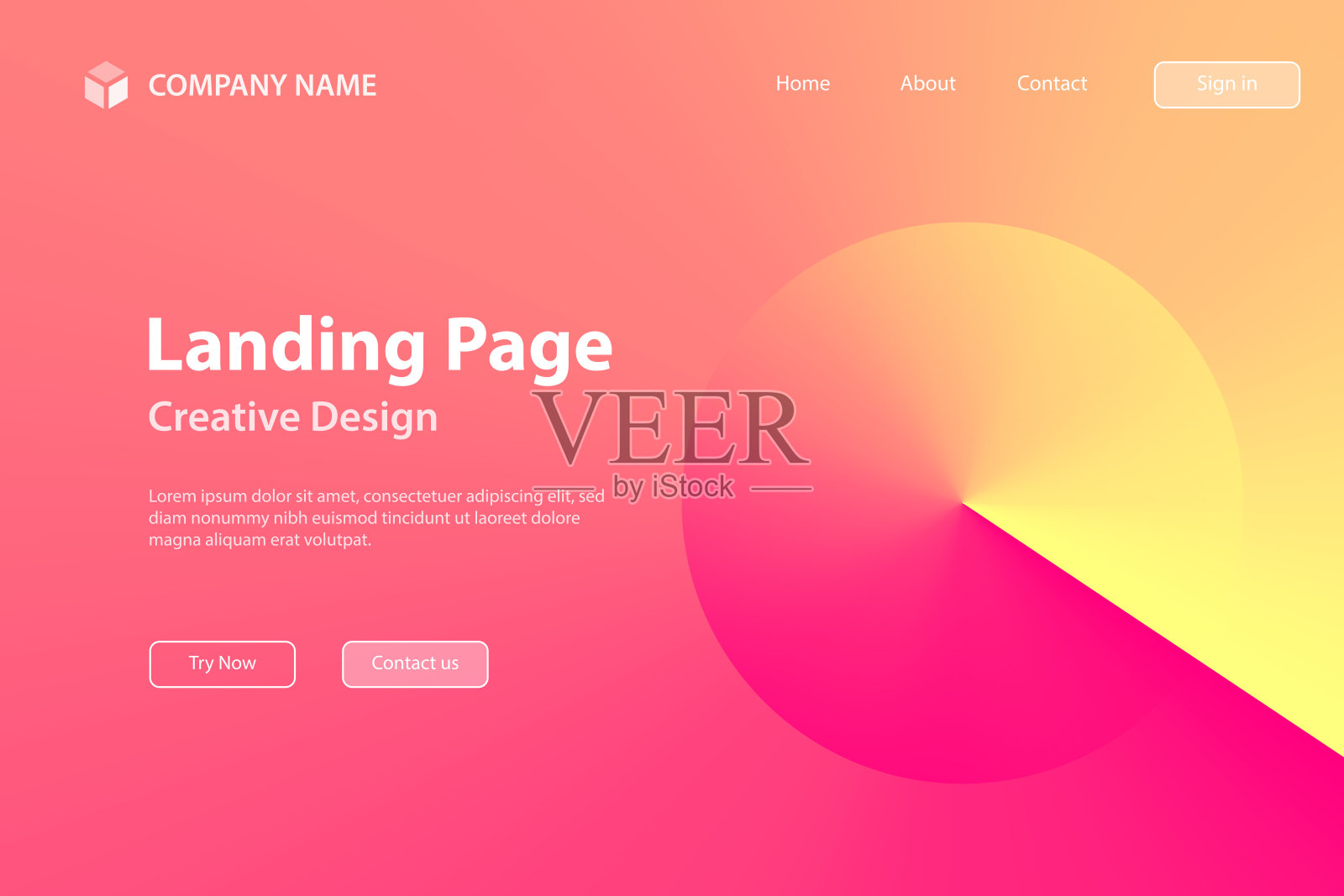 登陆页面模板-橙色渐变的抽象设计-时髦的背景插画图片素材
